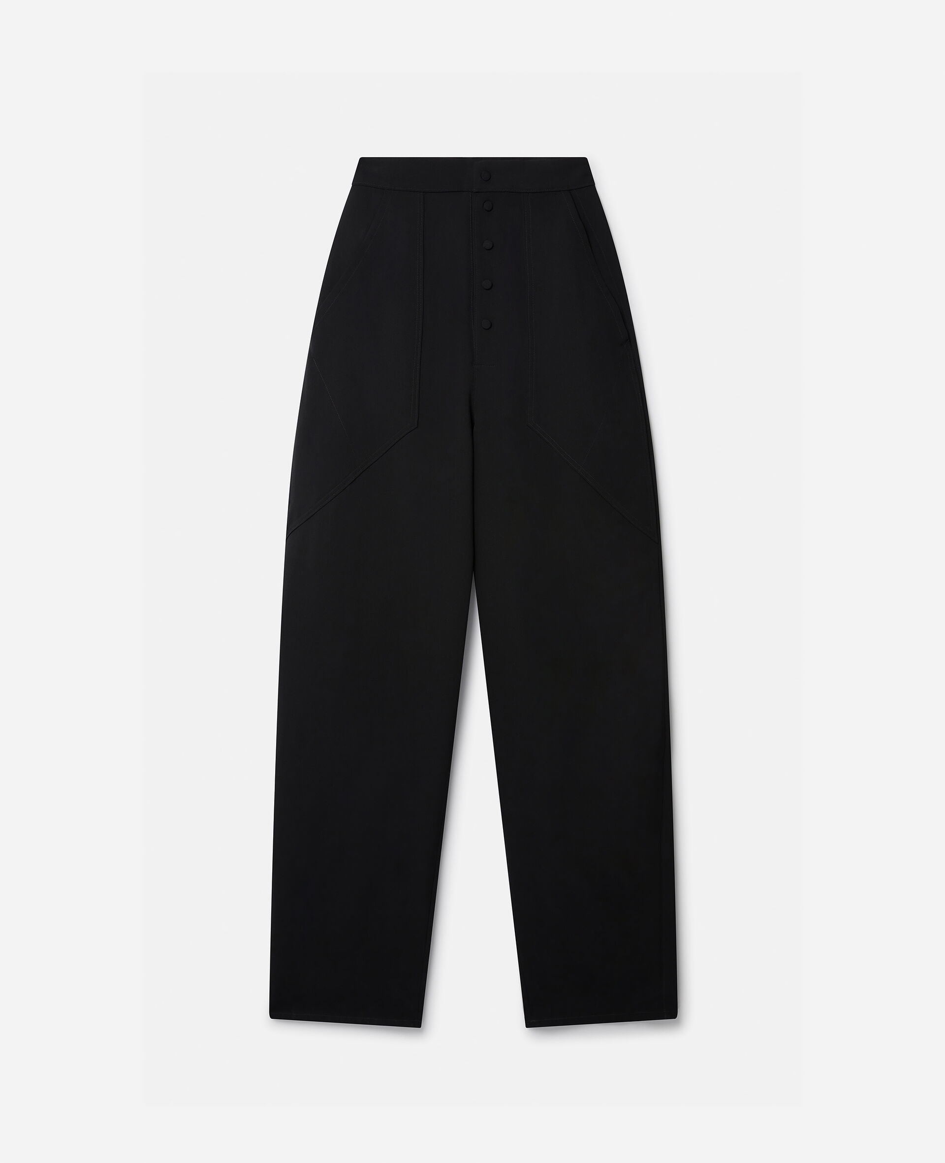 Loose Fit Tailored Trousers-Black-medium