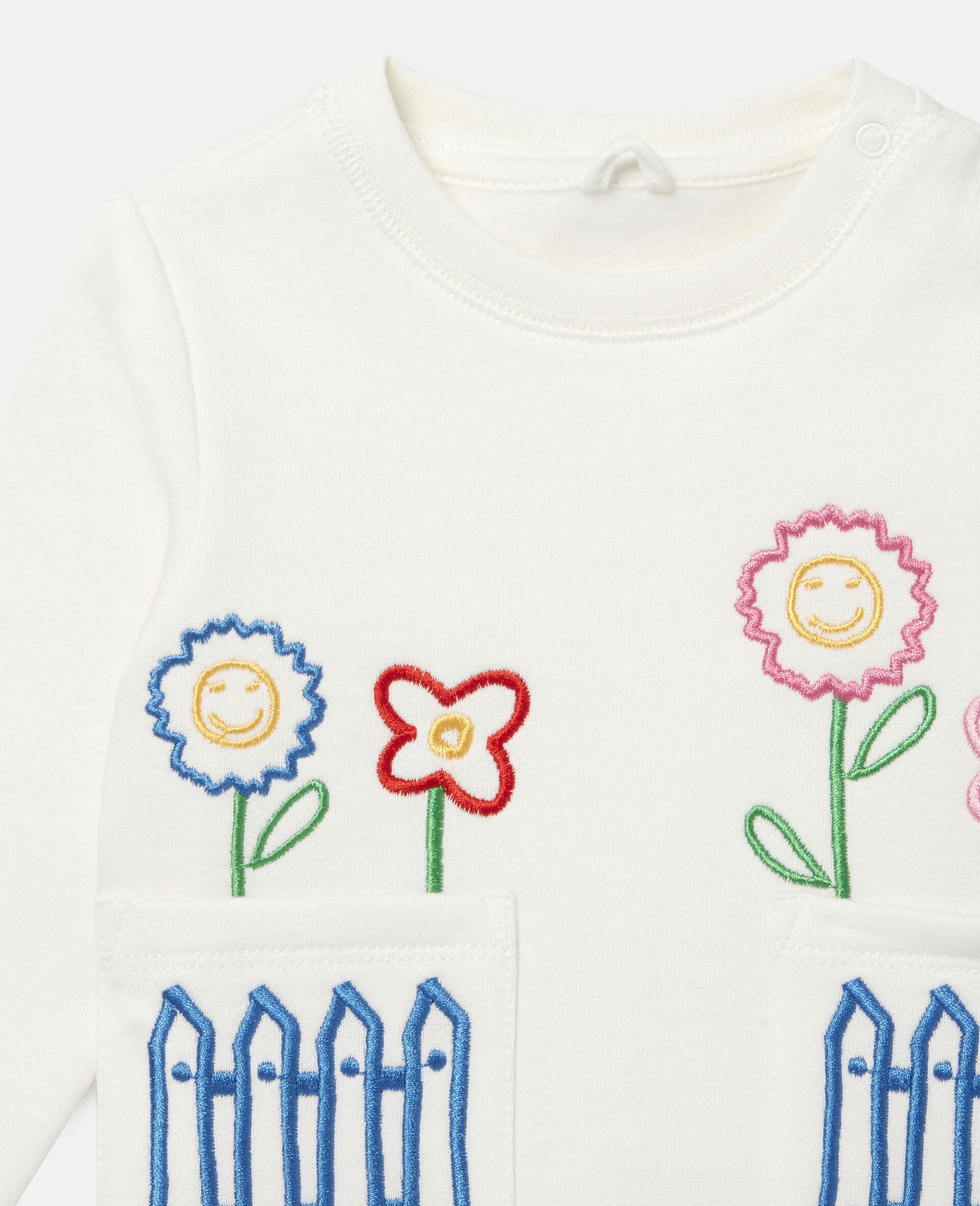 Embroidered Garden Fleece Sweatshirt-White-medium