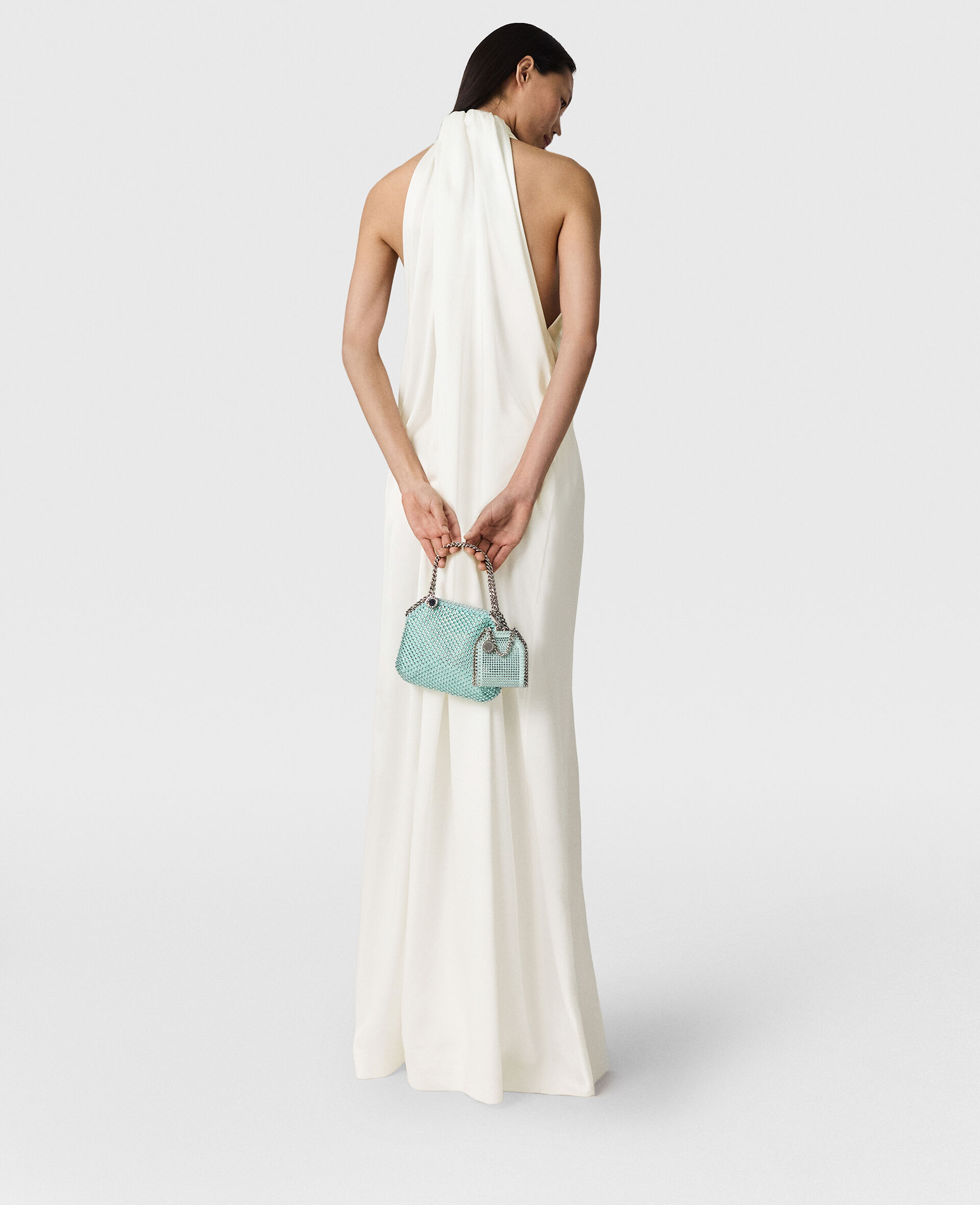 Halterneck Panel Maxi Dress-White-large image number 4