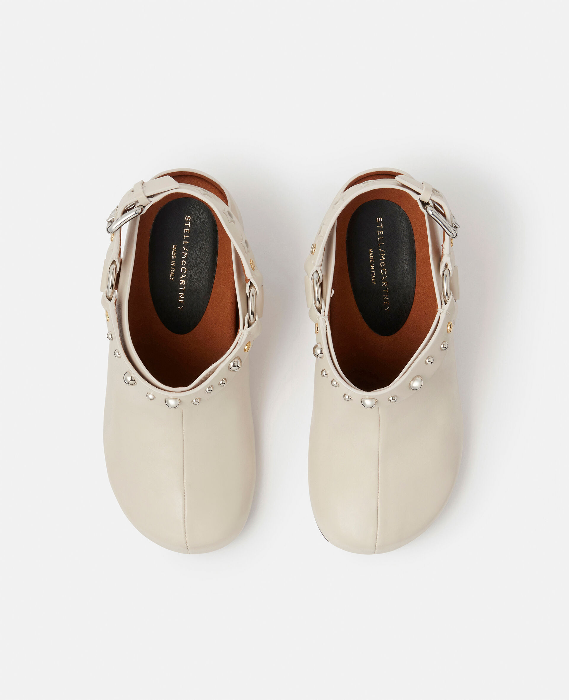 Elyse Studded Heeled Clogs -White-large image number 4