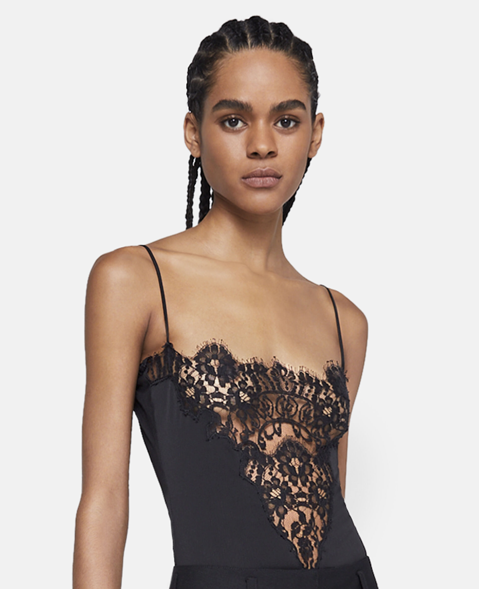 Lace Insert Cami Top-Black-large image number 2