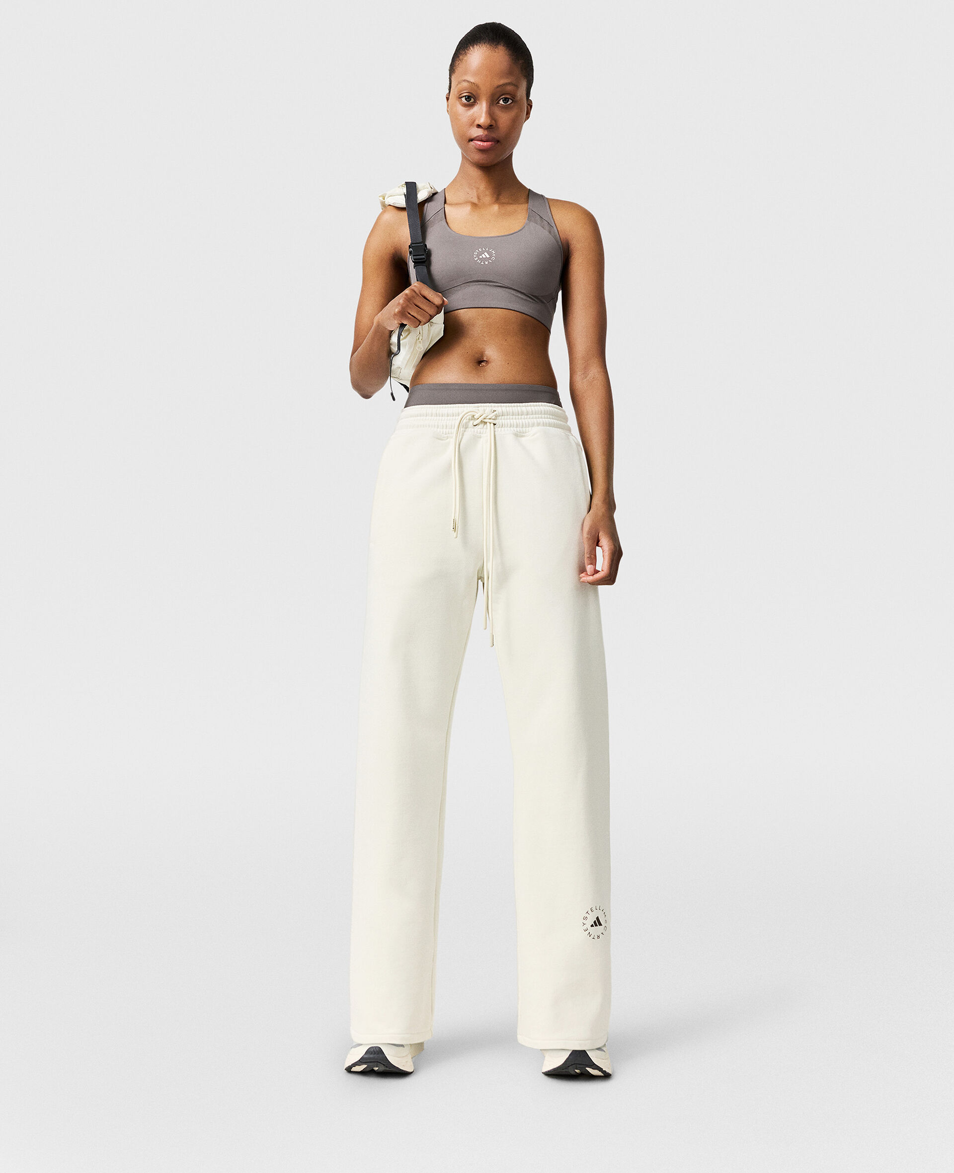 Pantalon de jogging droit avec logo-Beige-medium