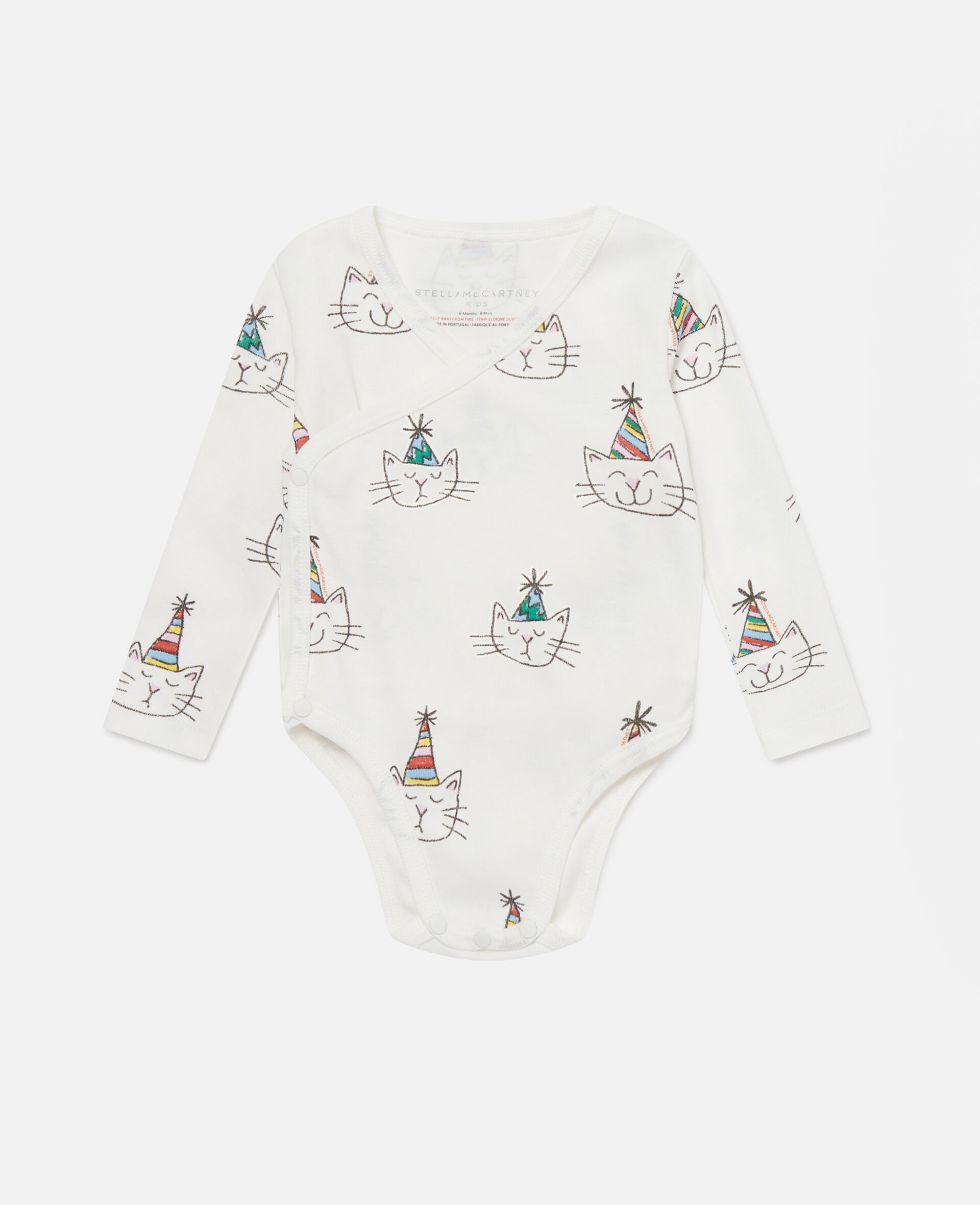 Set Pagliaccetti con Stampa Grafica Gatto-Cream-large Set Pagliaccetti con Stampa Grafica Gatto-Cream-large image number 1