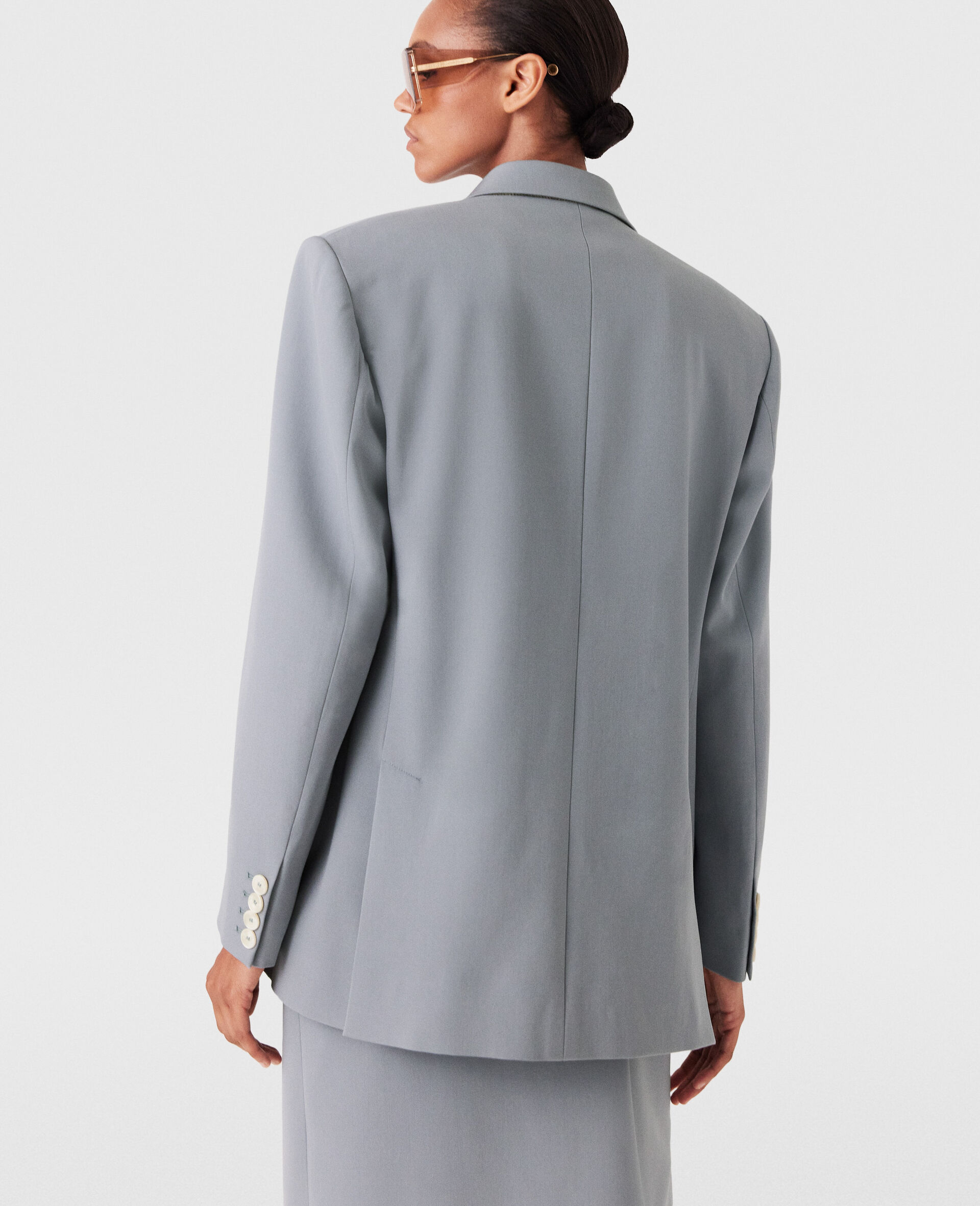Oversized Double-Breasted Blazer-Grey-large image number 3