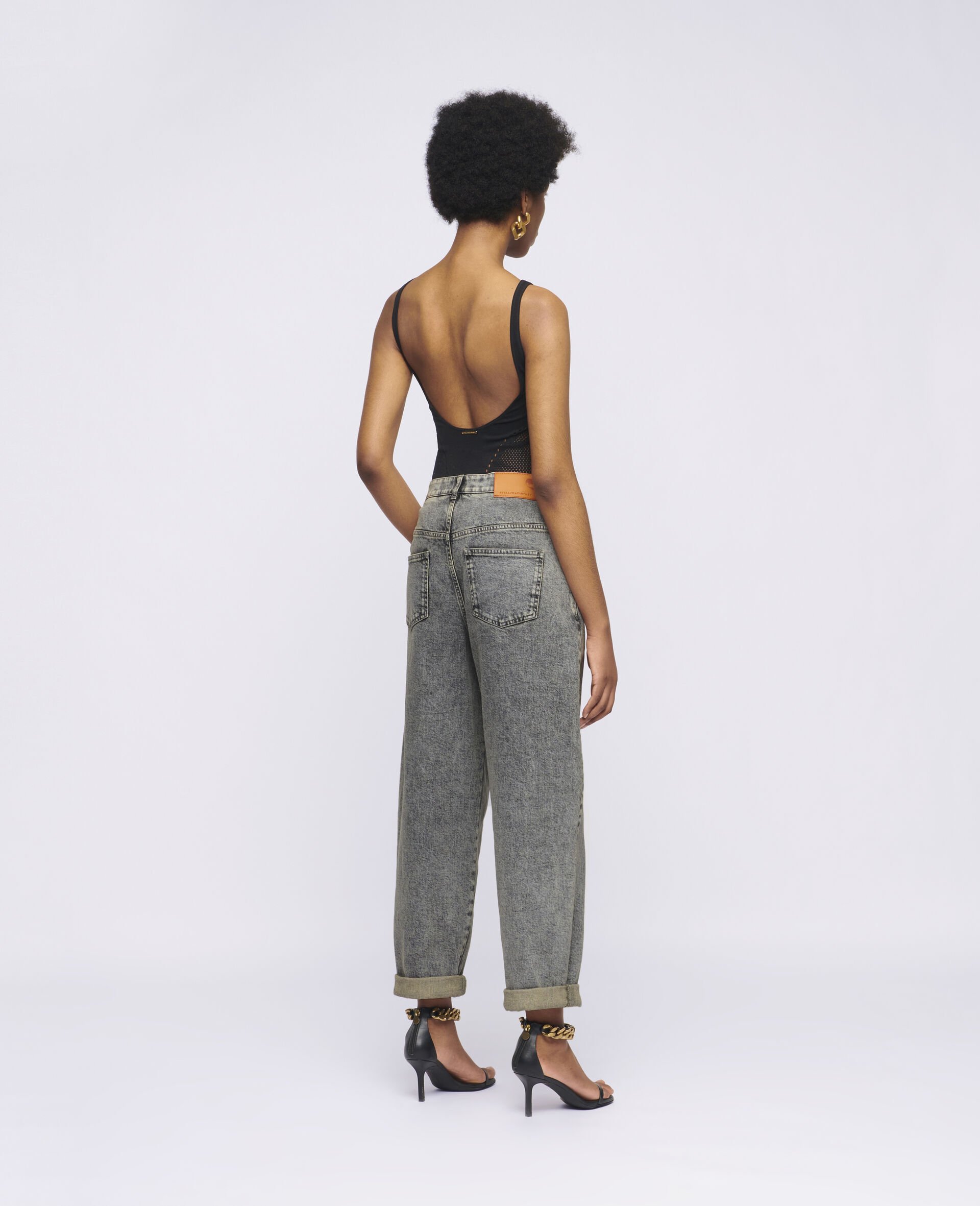 Logo Embroidered Jeans -Grey-large image number 2