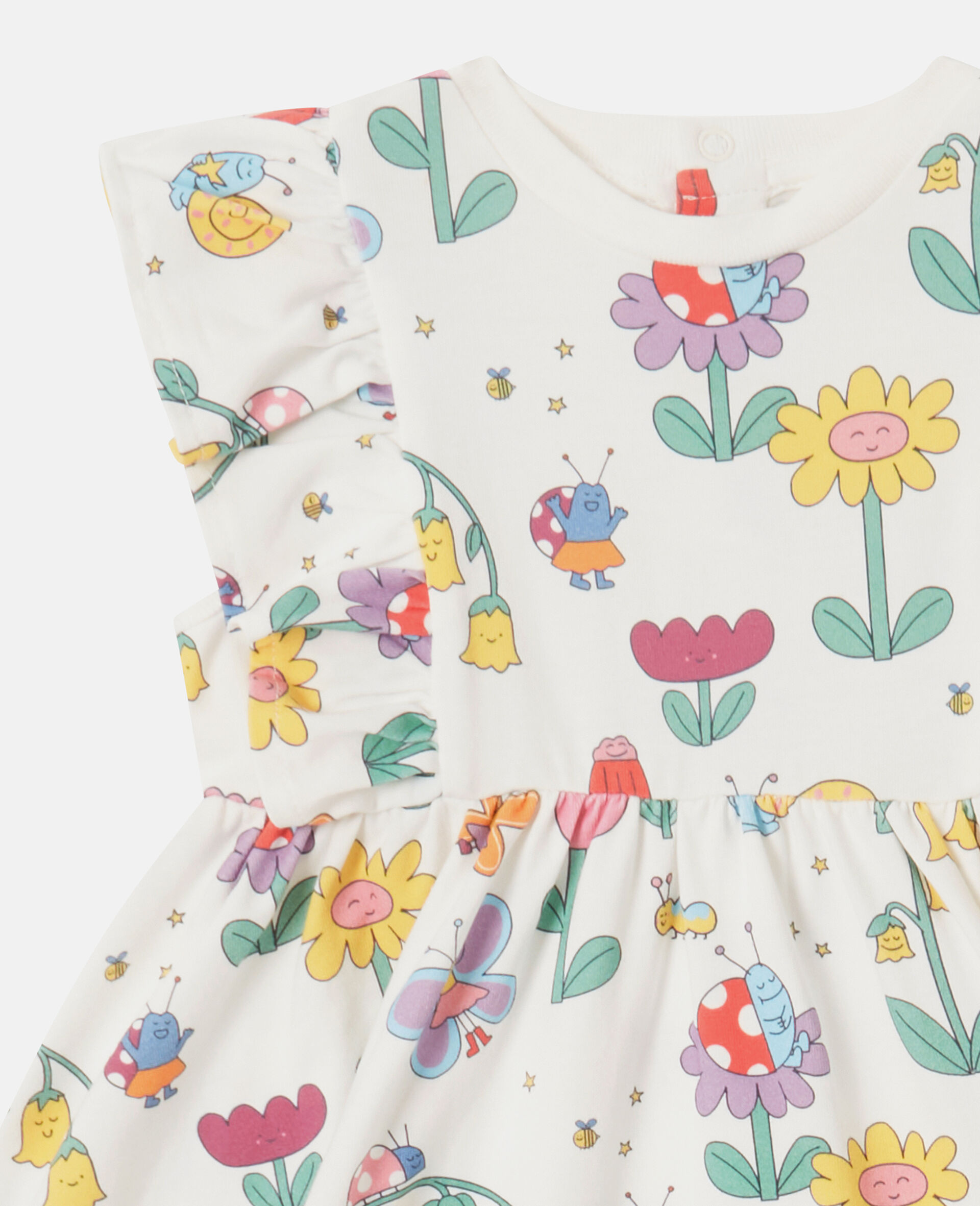 Floral Print Cap-Sleeve Dress-Multicolour-medium