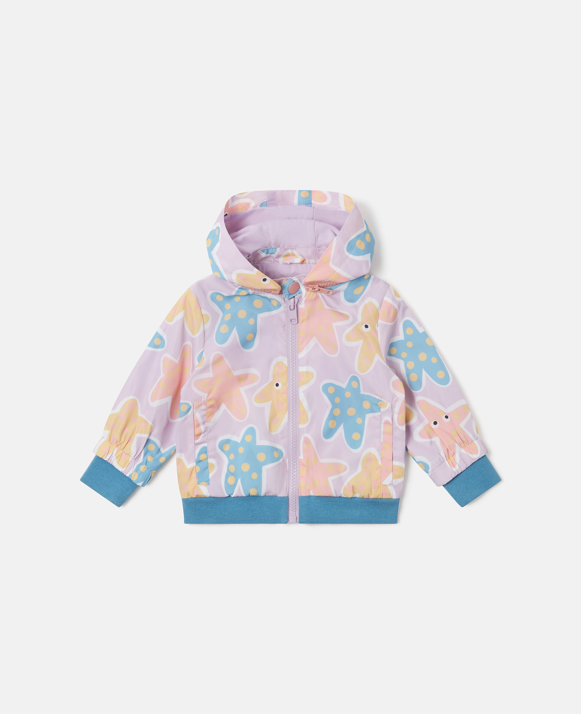 Starfish Print Zip-Up Jacket-Purple-medium