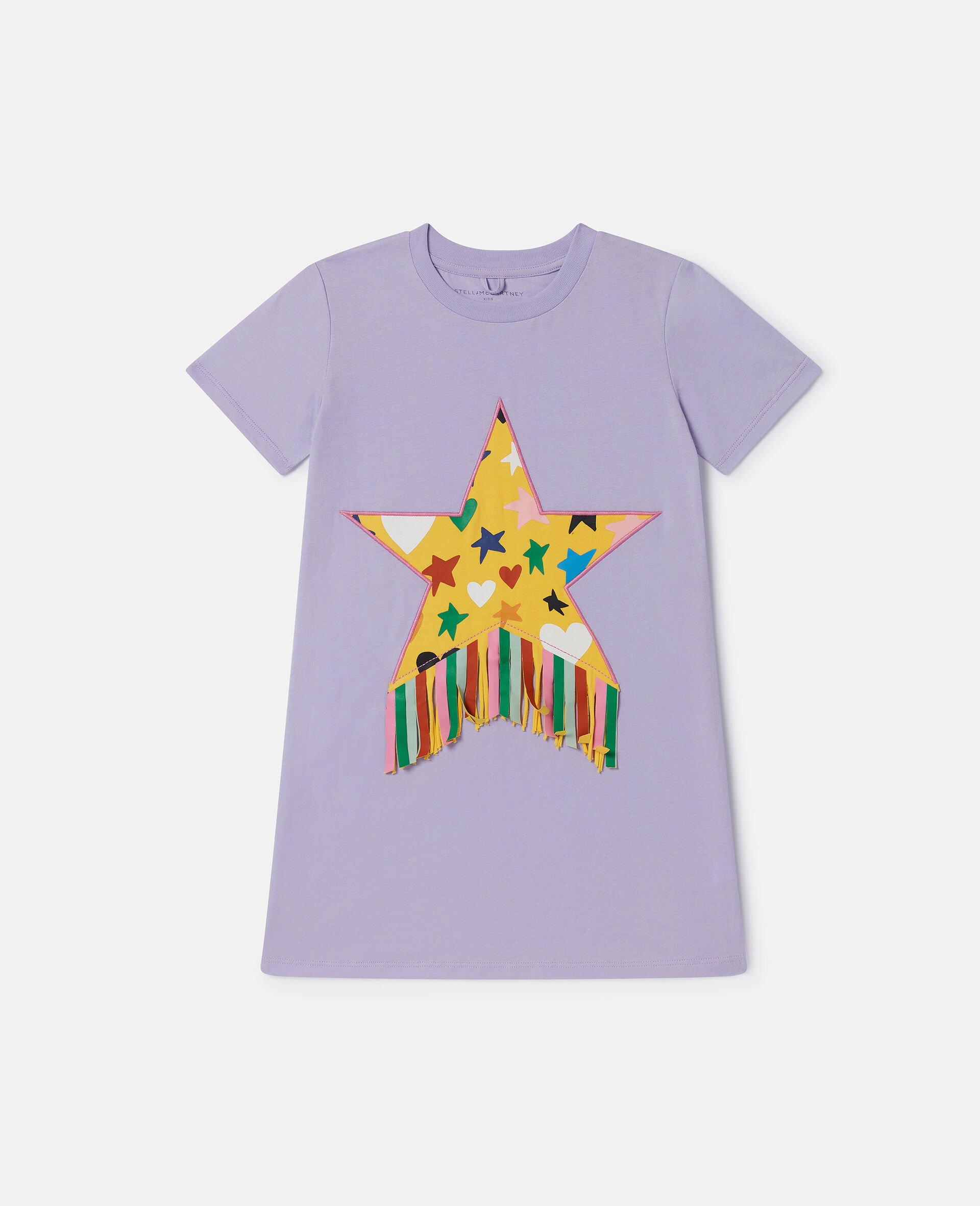 Star Graphic Fringe T-Shirt Dress-Purple-large image number 0