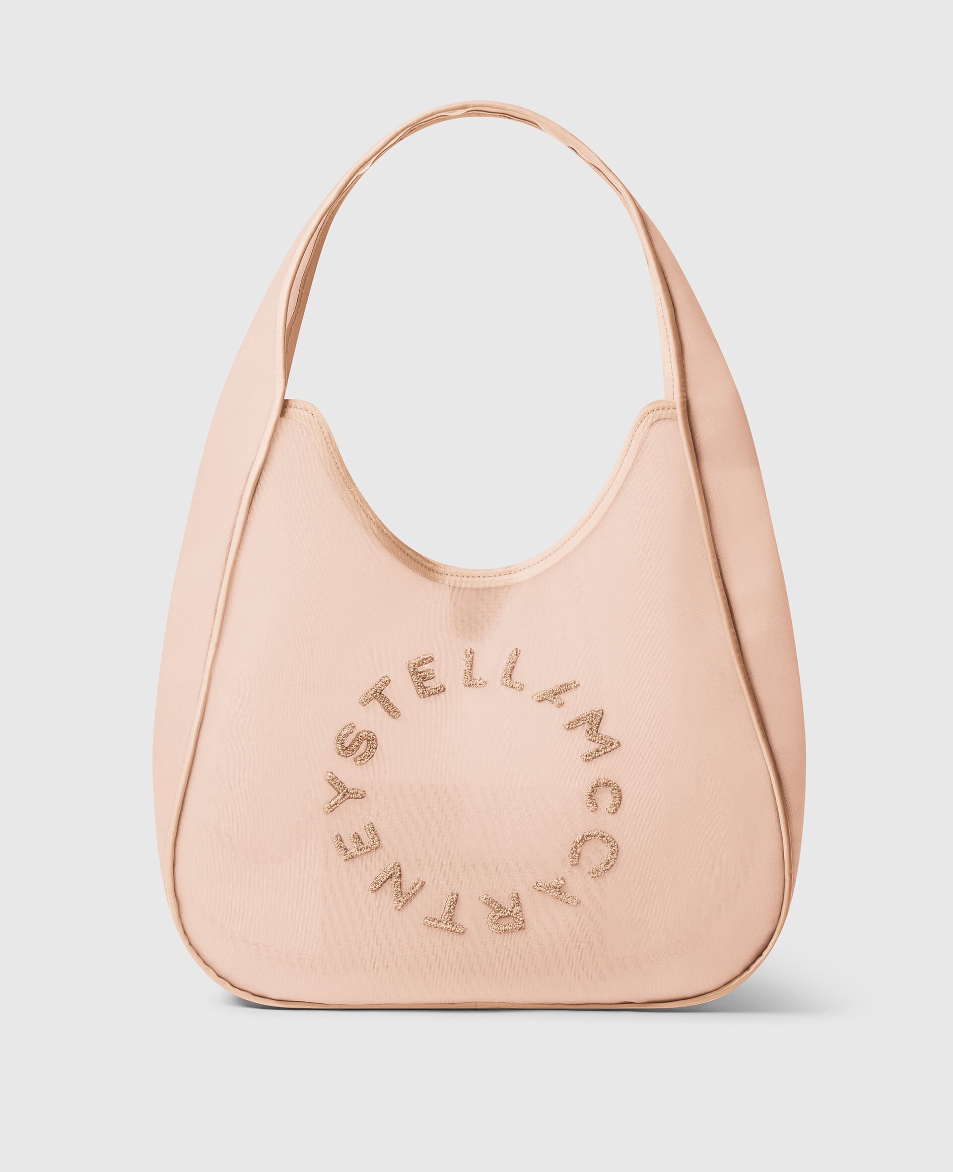 Logo Mesh Large Hobo Bag-Pink-medium