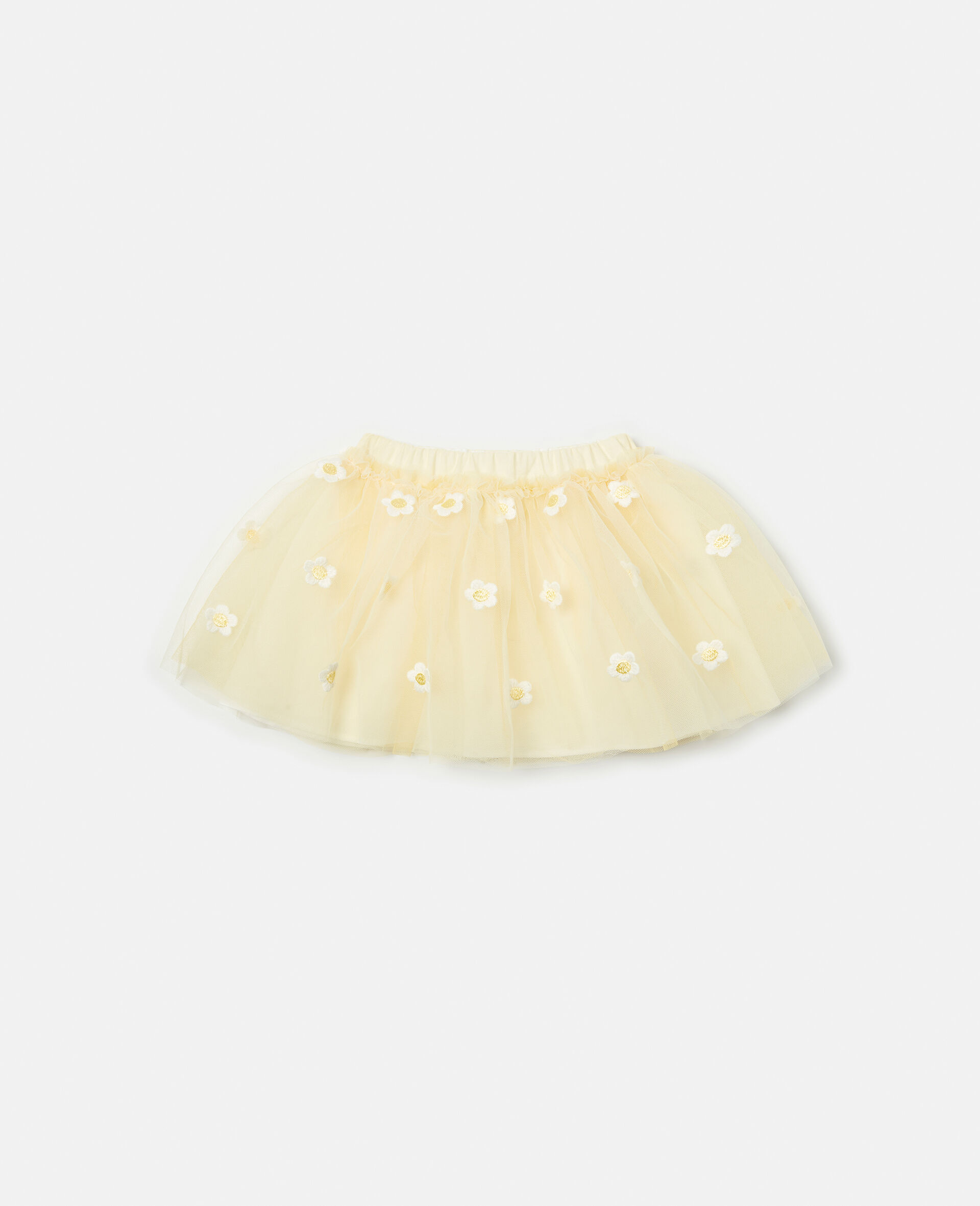 Daisy Embroidery Tulle Skirt-Yellow-large