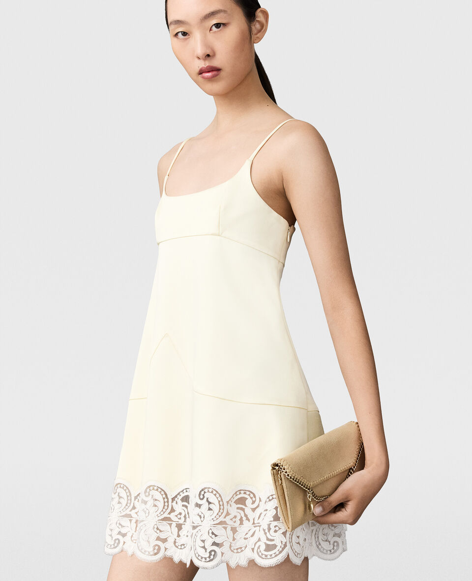 Women Buttermilk Lace-Trim Satin Mini Dress | Stella McCartney VE