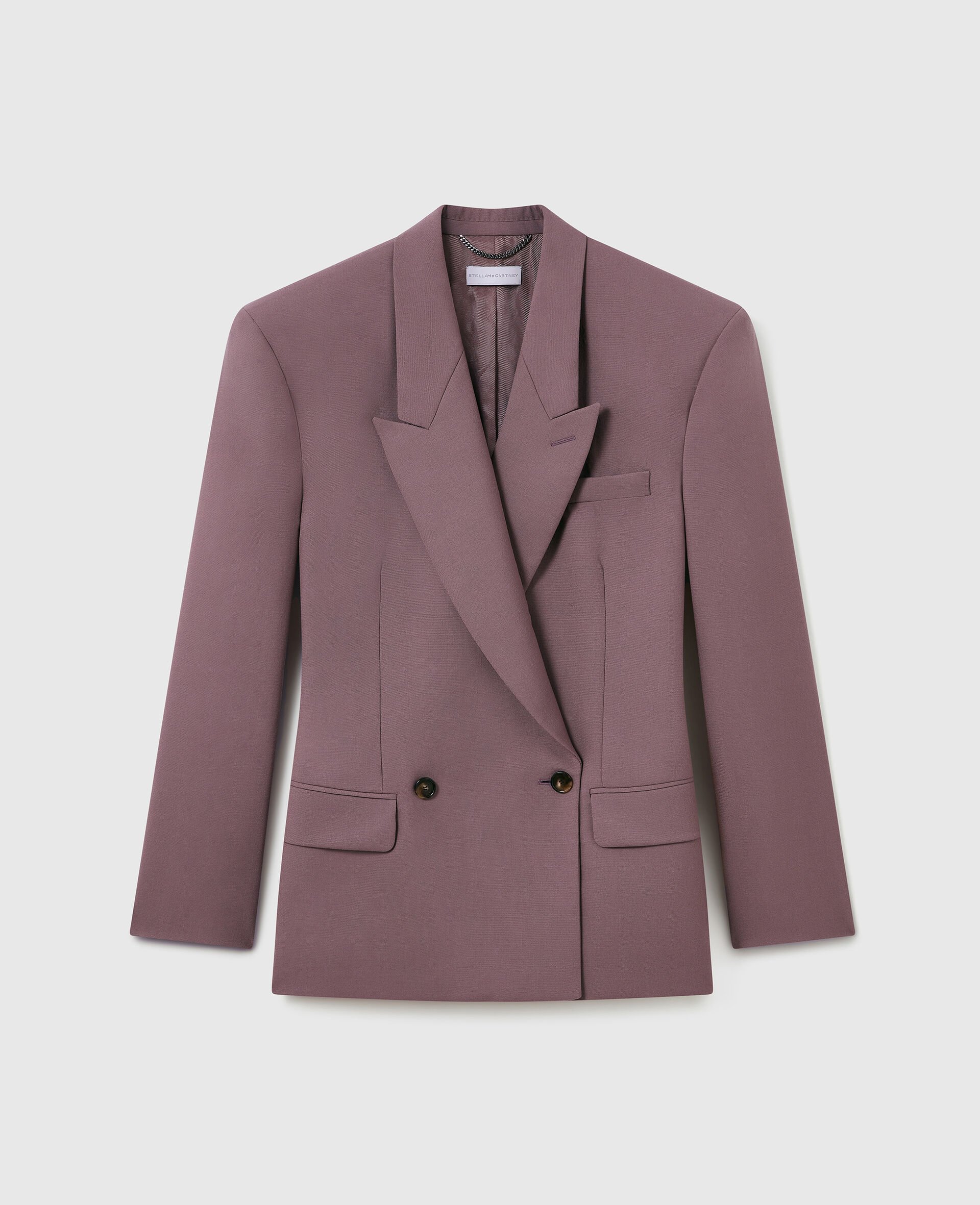 Canvas Double-Breasted Waisted Jacket-Purple-medium