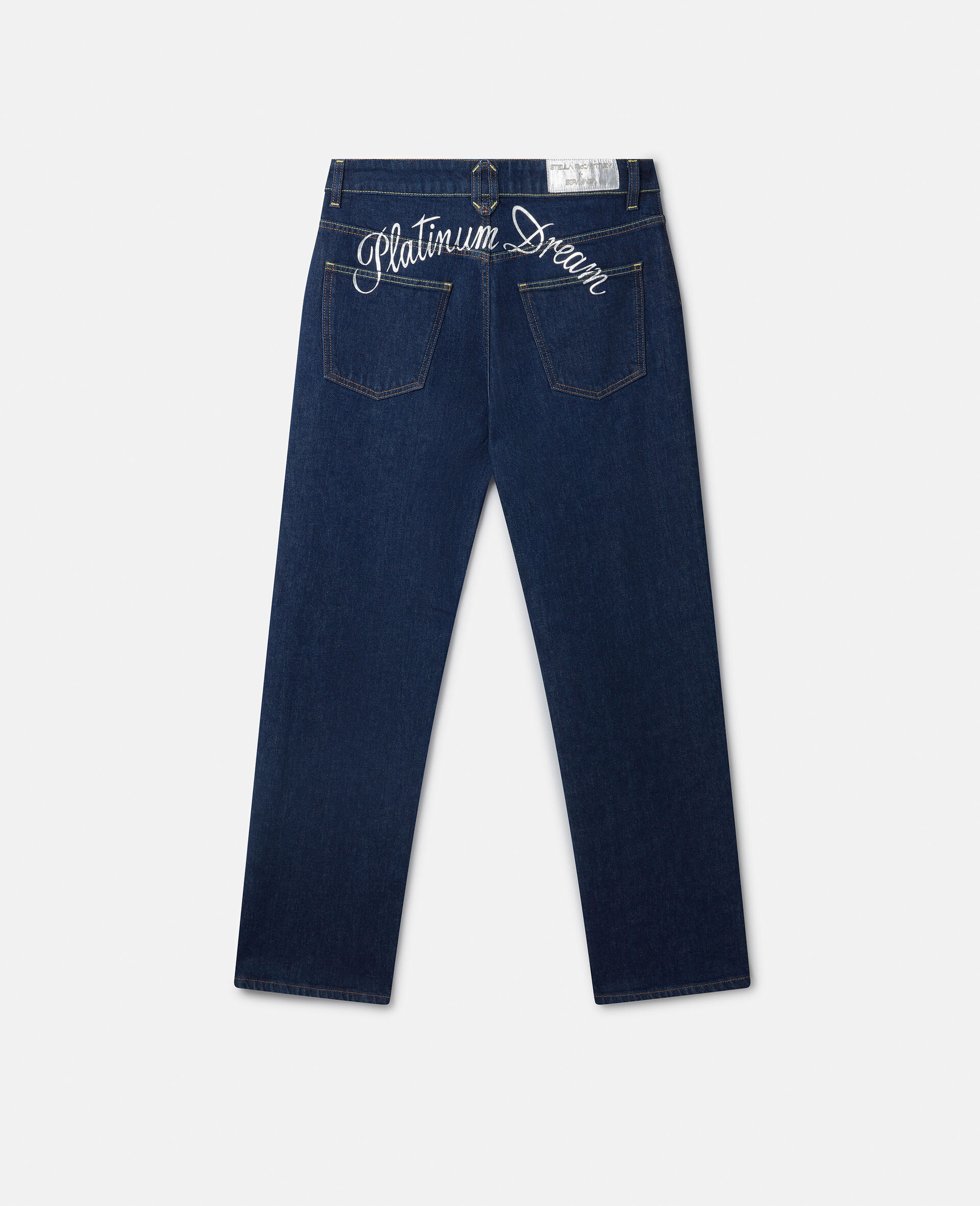 Platinum Dream Embroidered Mid-Rise Straight-Leg Denim Jeans-Blue-large image number 1
