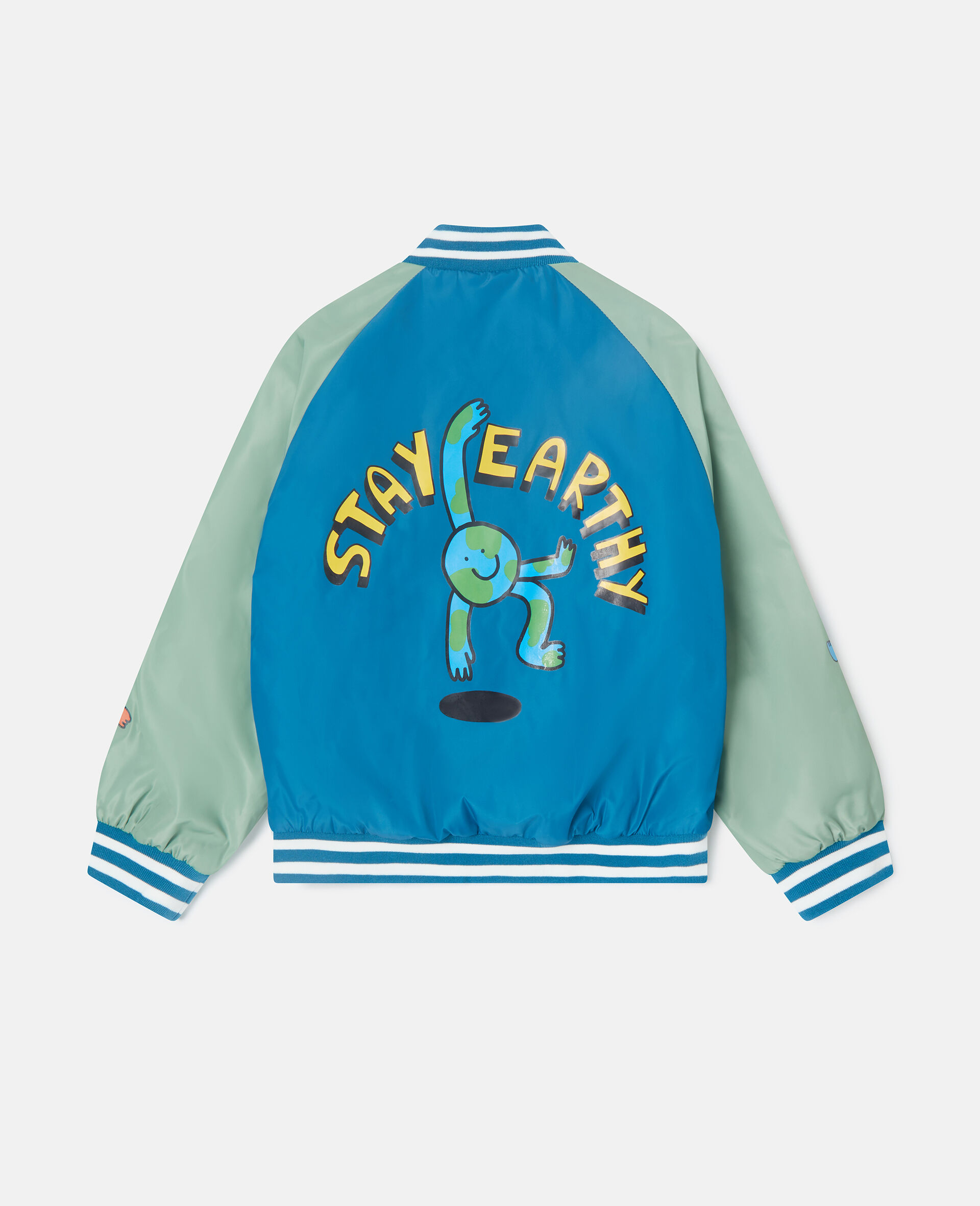 Earth Friends Graphic Bomber Jacket-Blue-large image number 3