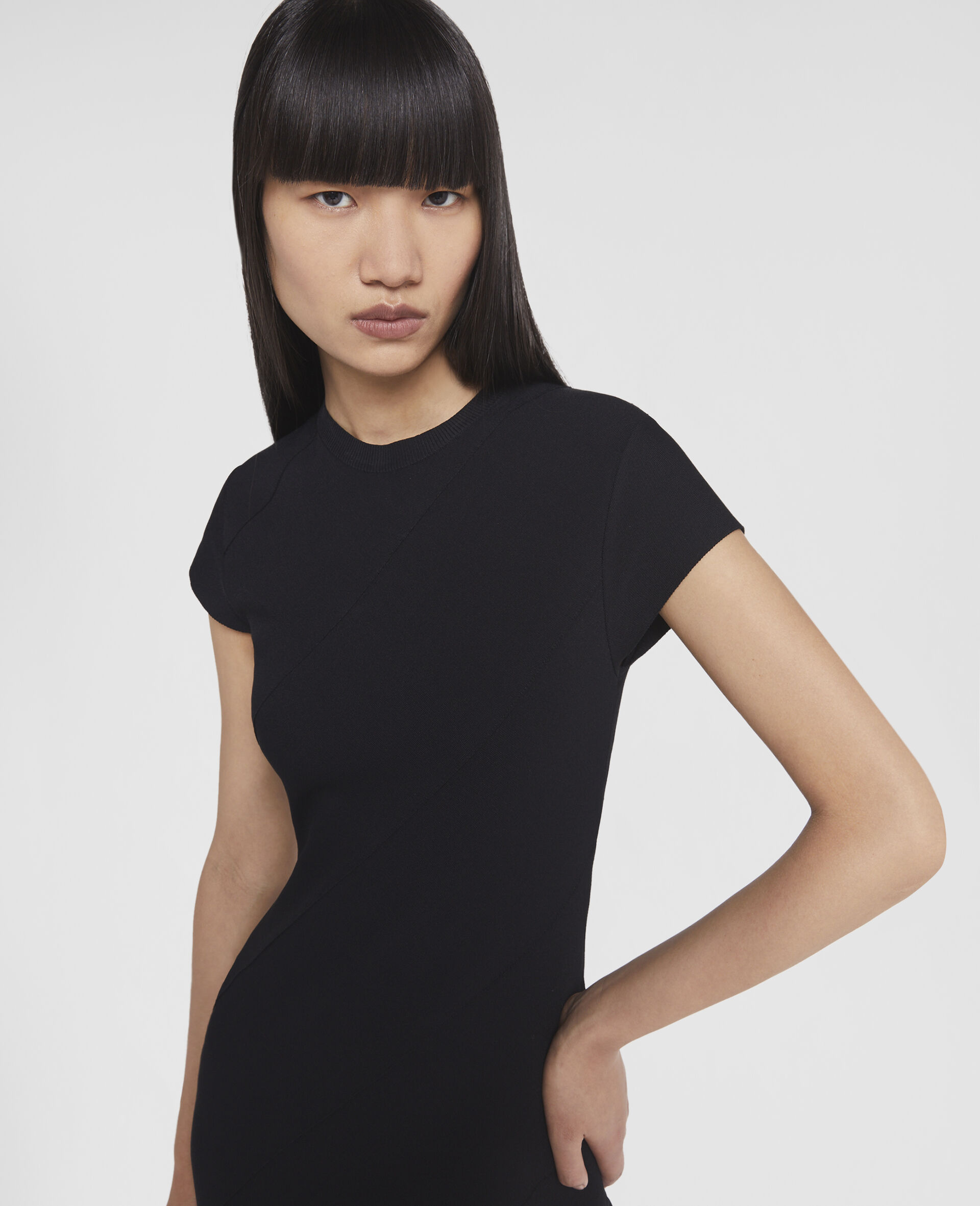 Compact Knit Midi Dress-Black-large Compact Knit Midi Dress-Black-large image number 5