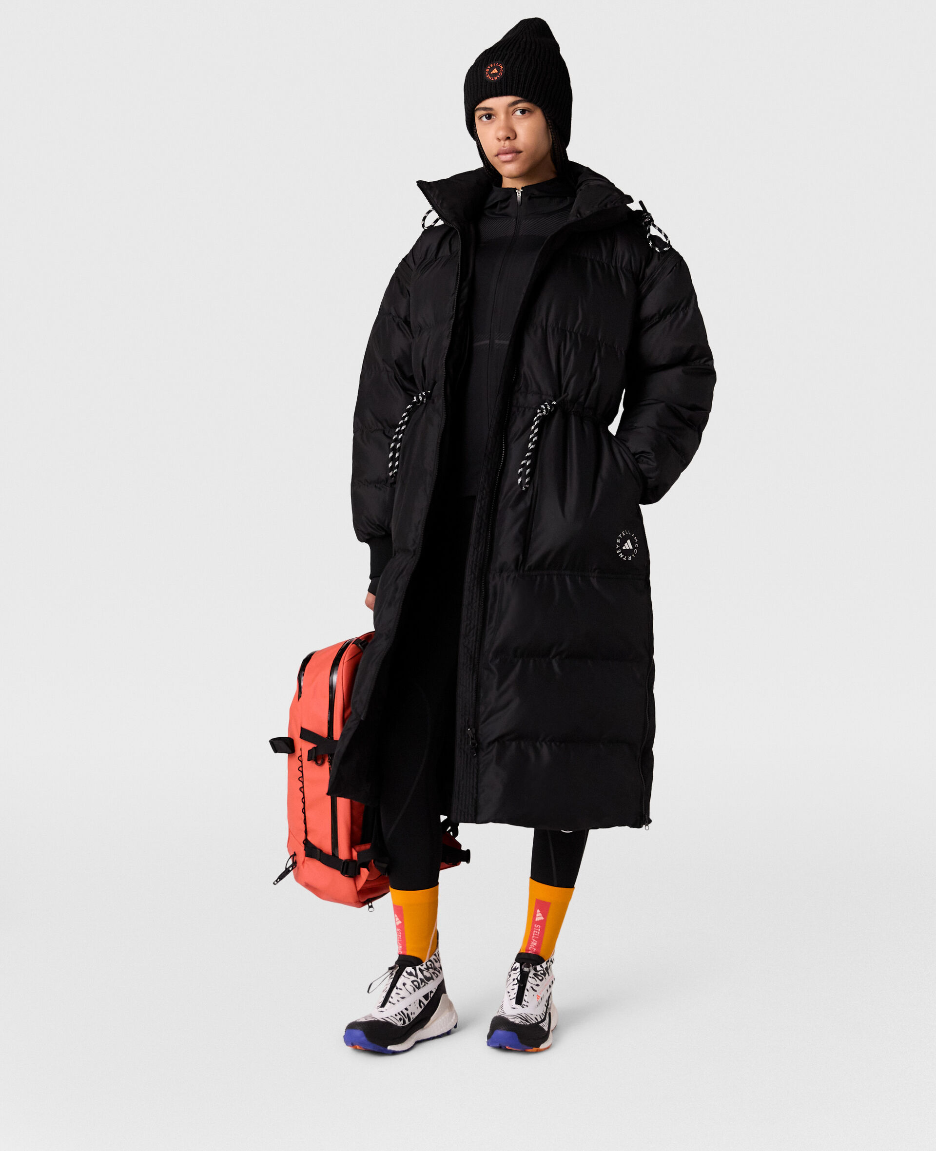 TrueCasuals Long  Padded Coat-Black-model