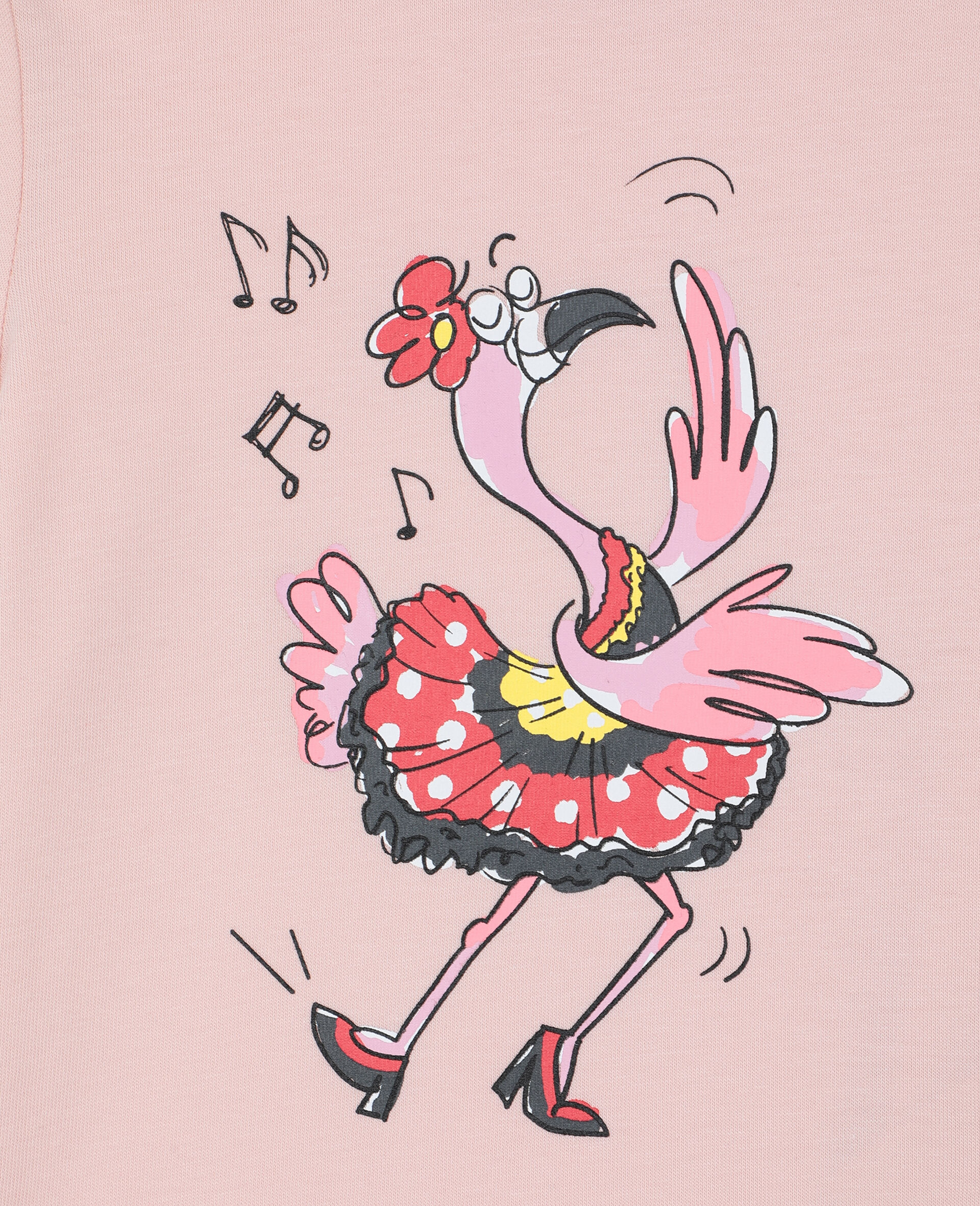 T-Shirt aus Baumwolle mit Tanzender-Flamingo-Print-Rose-large image number 2