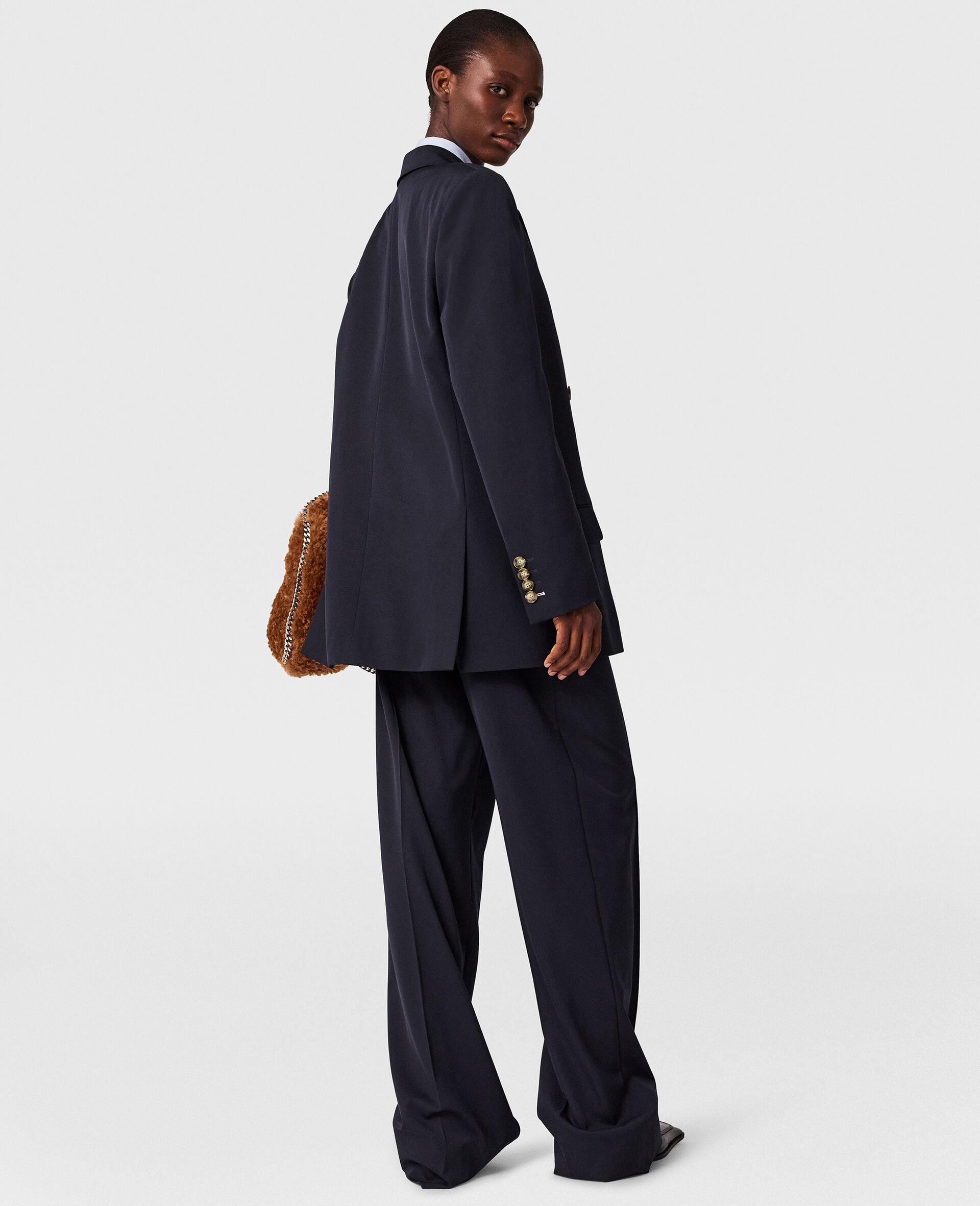 Pleated Wide-Leg Trousers-Blue-large image number 2