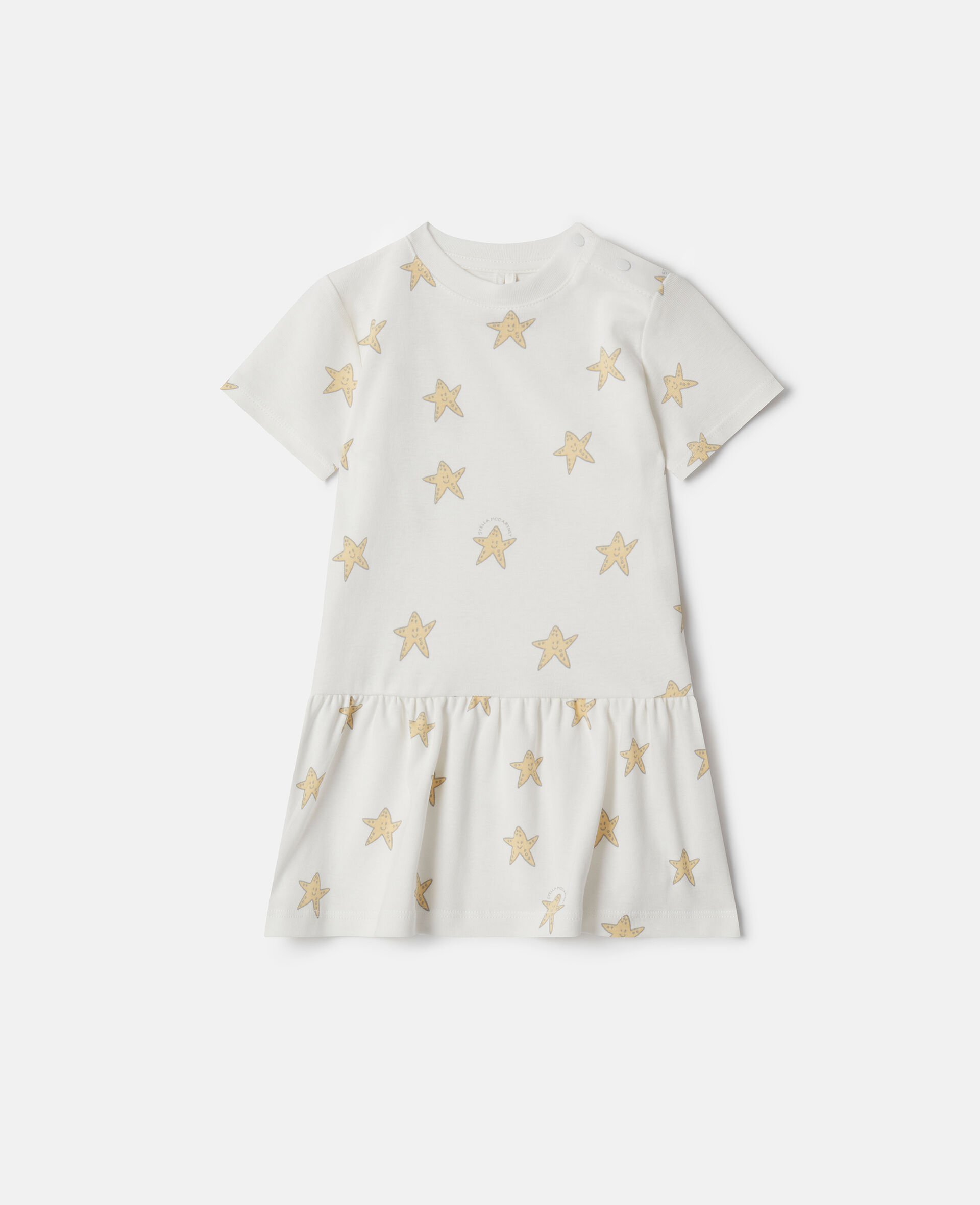 Women Ivory/Yellow Smiling Stella Star Print Frilled Dress 