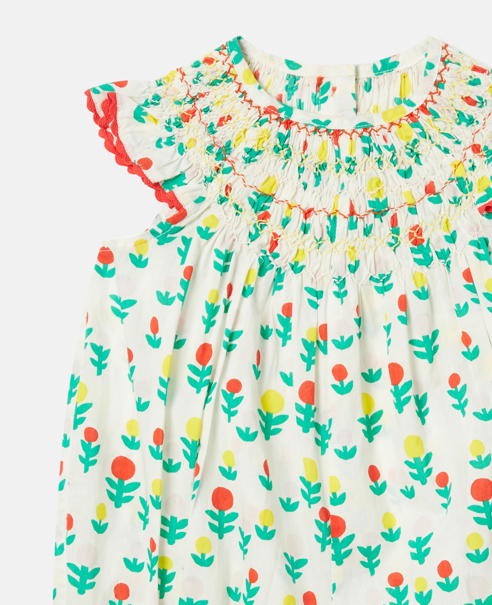 Dreamy Flower Print Smocked Romper-White-large image number 1