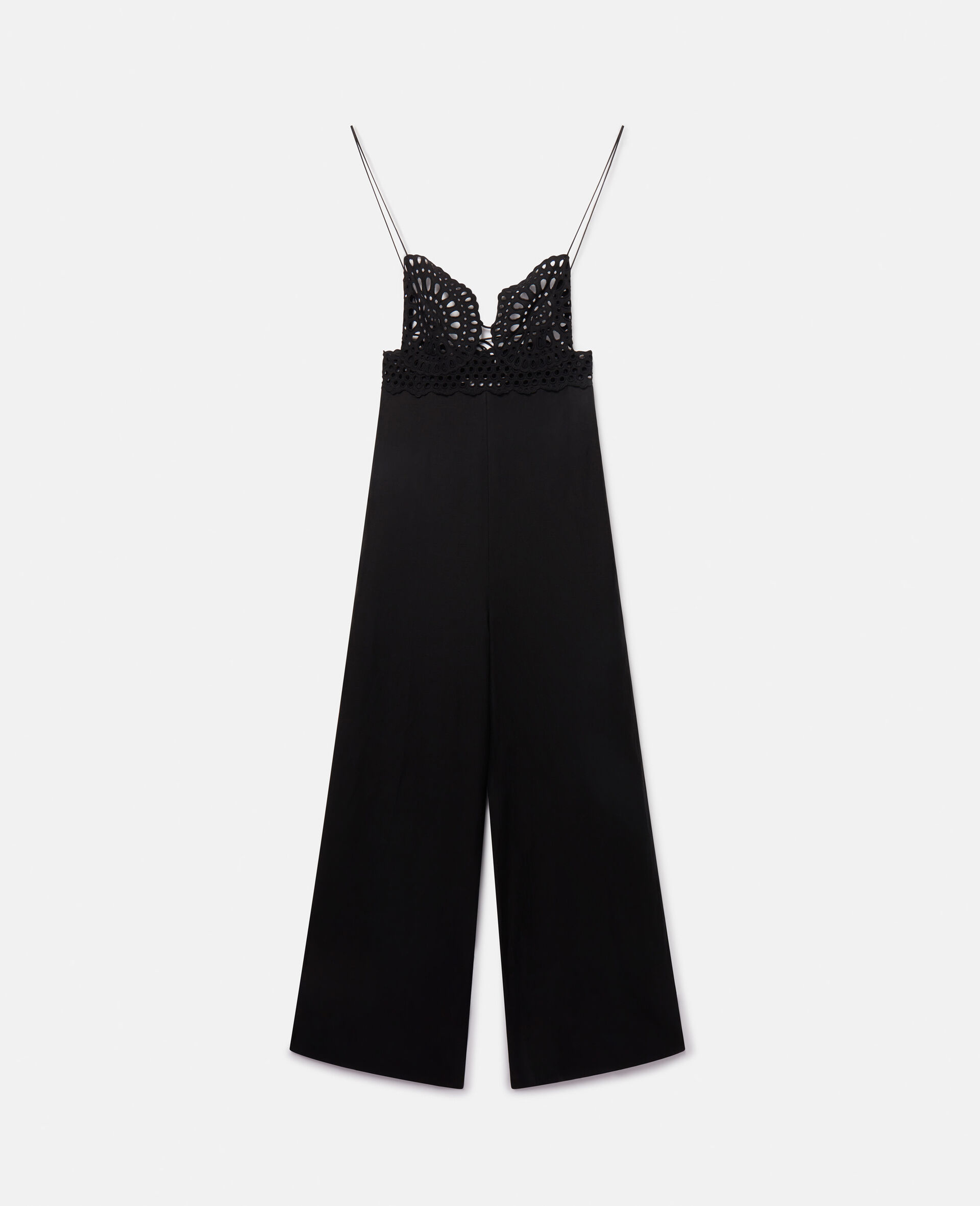 Broderie Anglaise Bustier Jumpsuit-Black-large image number 0
