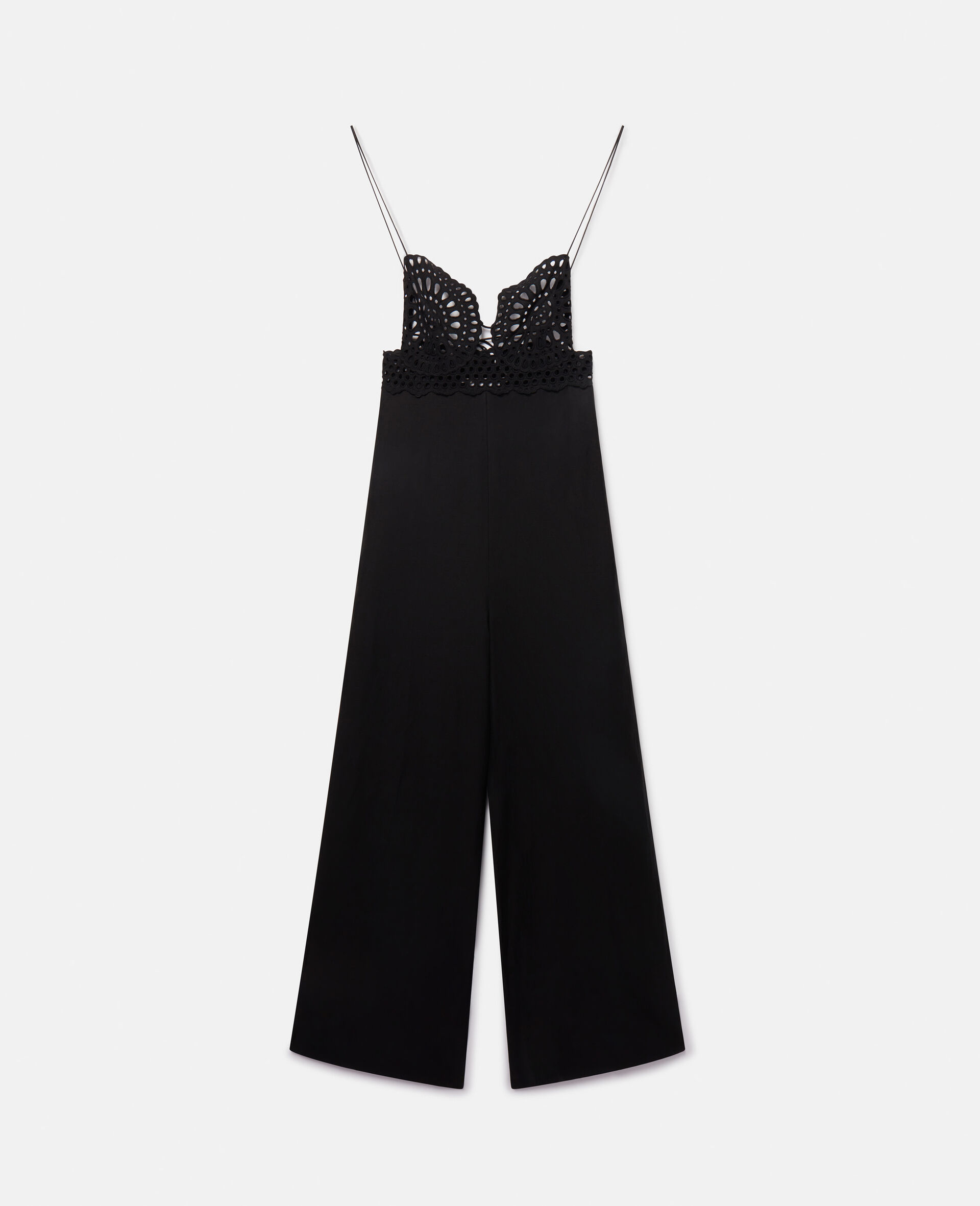 Broderie Anglaise Bustier Jumpsuit-Black-large