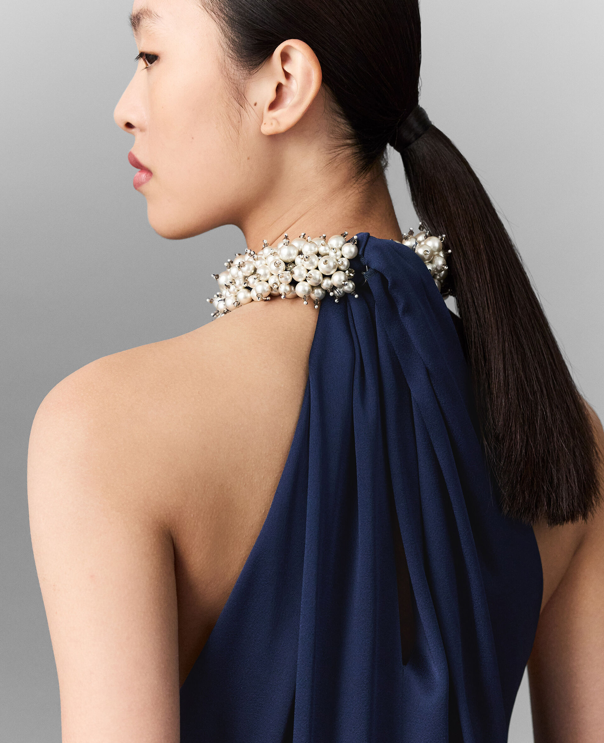 Combinaison dos nu en satin-Bleu-large image number 2