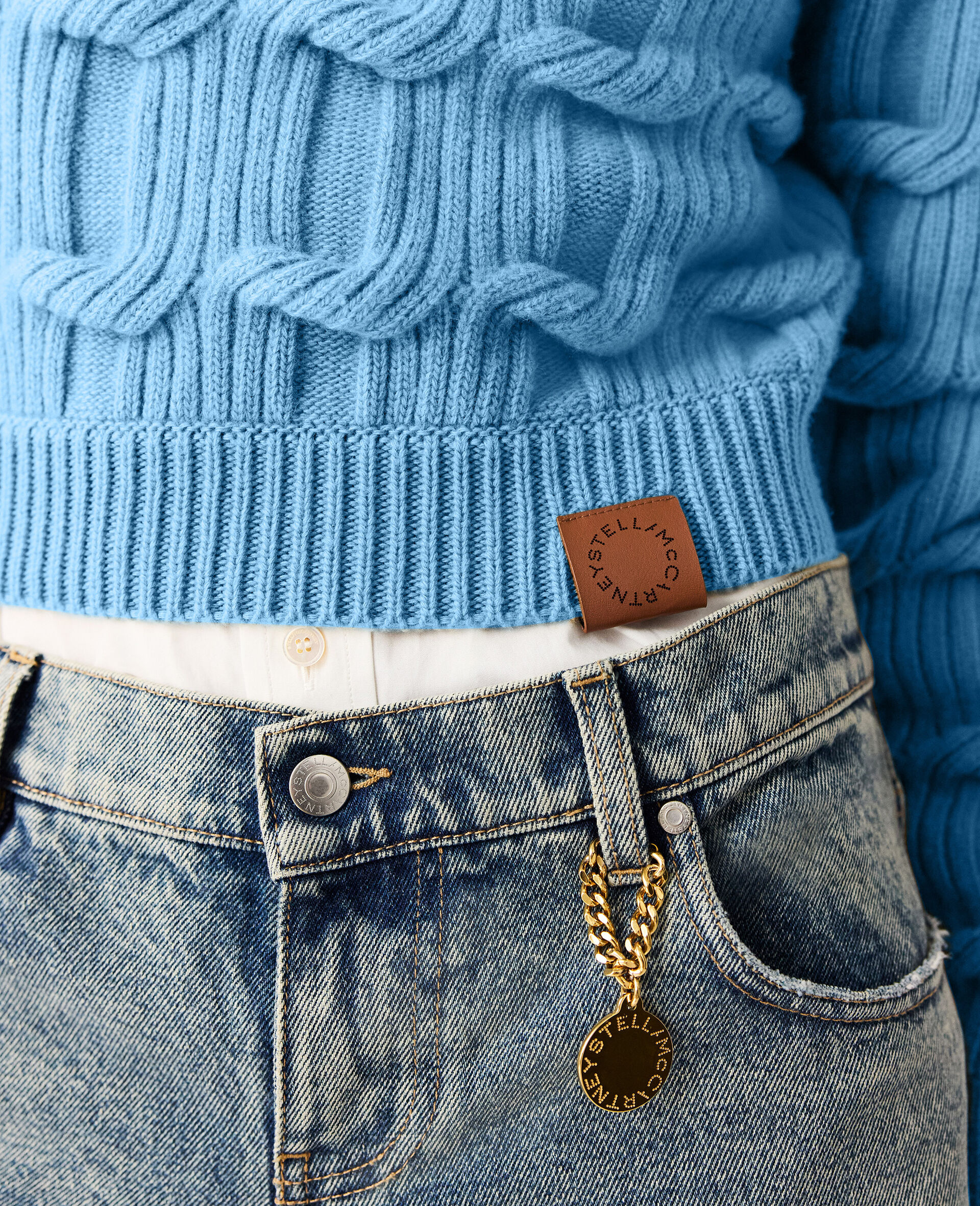 Falabella Cable-Knit Crewneck Jumper-Grey-large image number 3