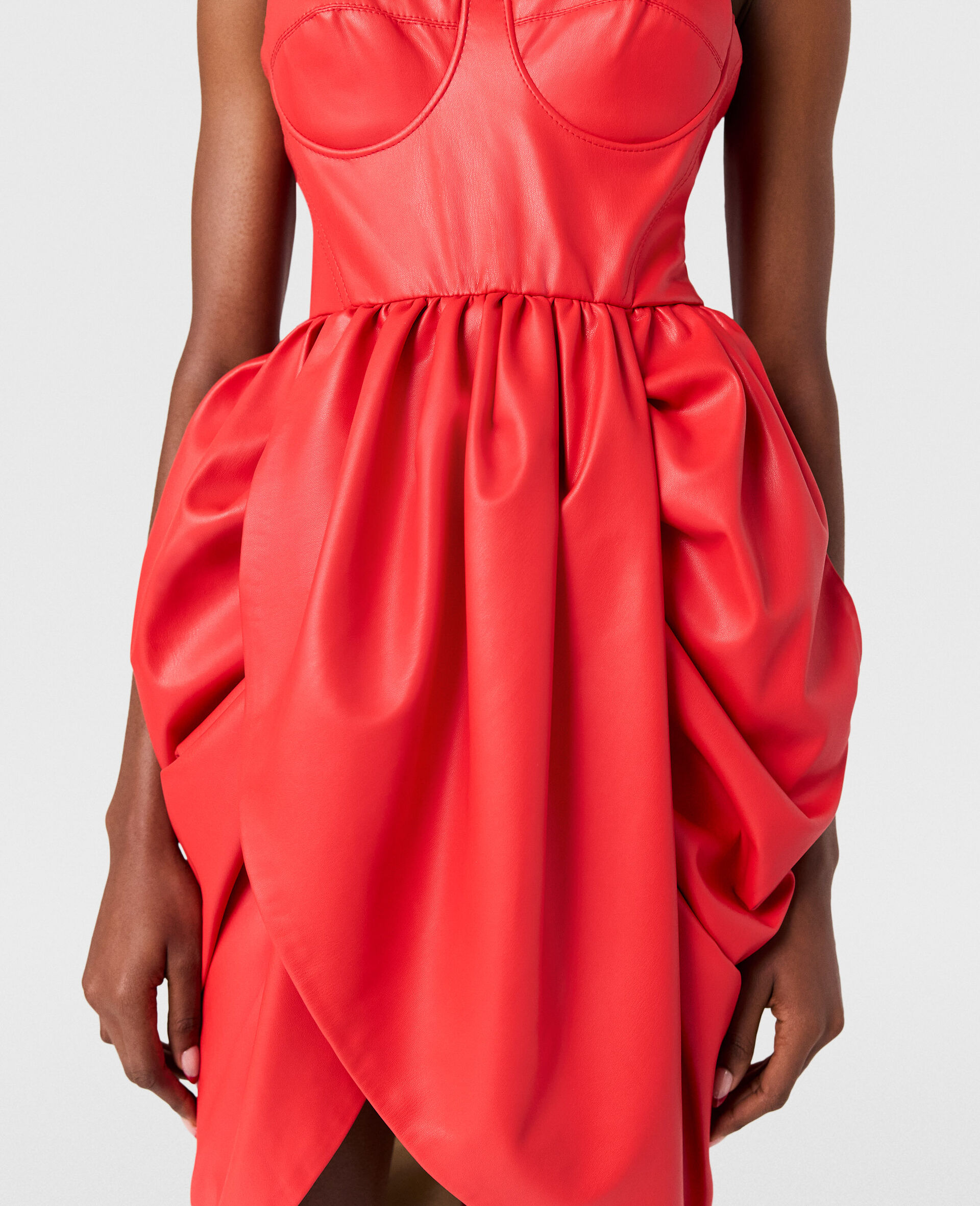 Gerafftes gewickeltes Minikleid mit Bustier Top-Rot-large image number 2