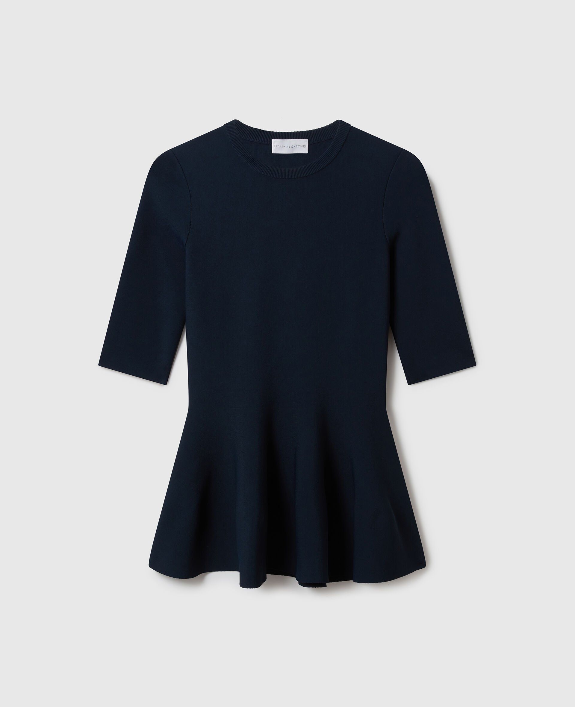 Compact Knit Peplum Top-Blue-medium