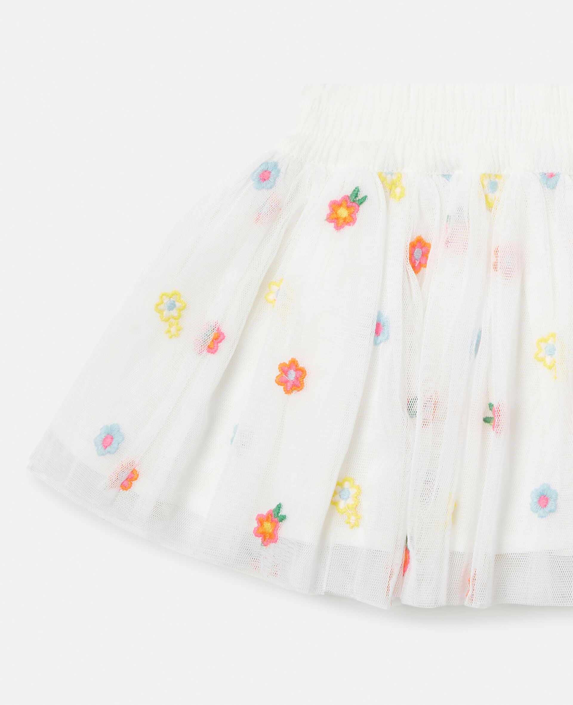 Flower Embroidery Tulle Skirt-Pink-large image number 1