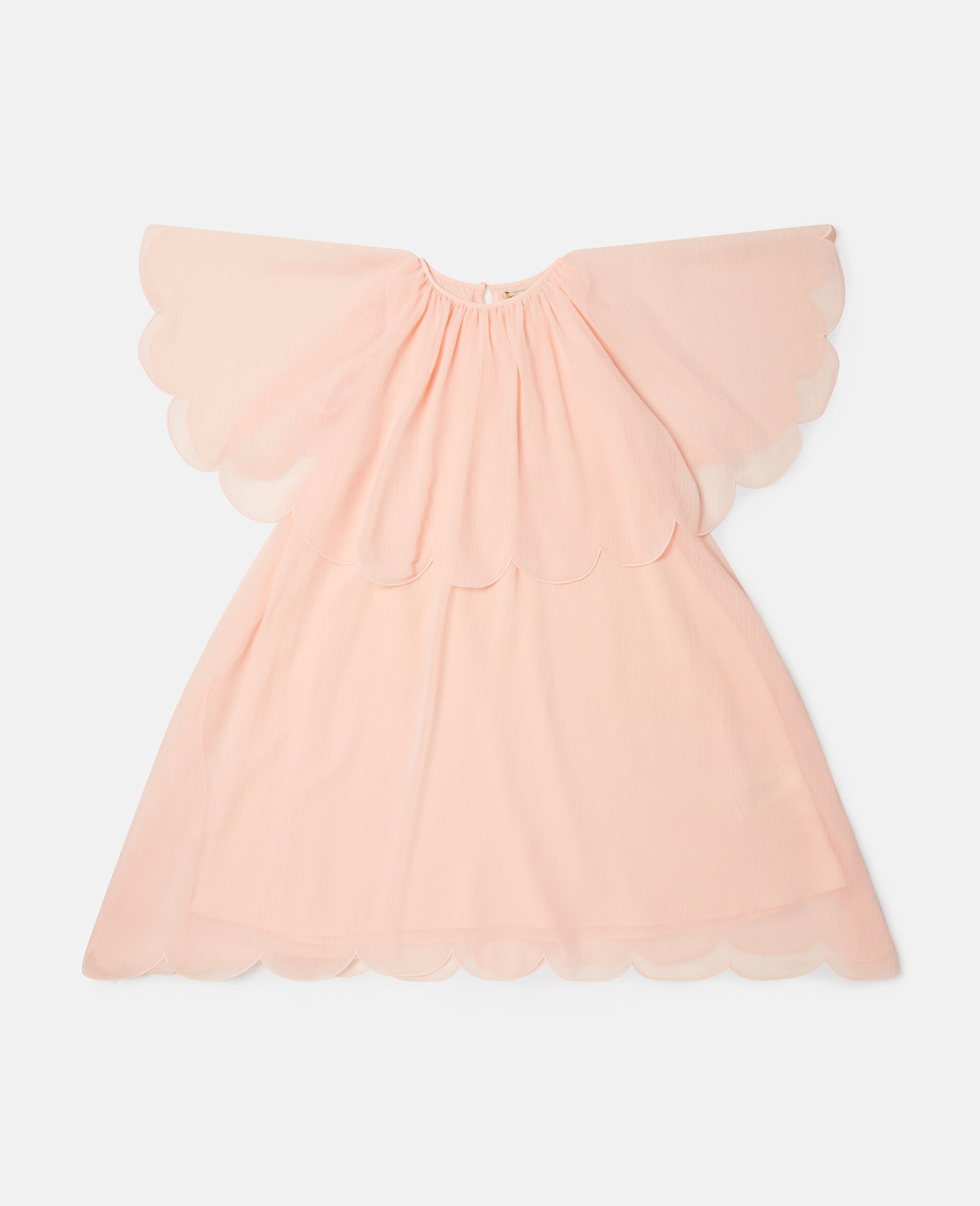 Scalloped Layer Occasion Dress-Pink-medium