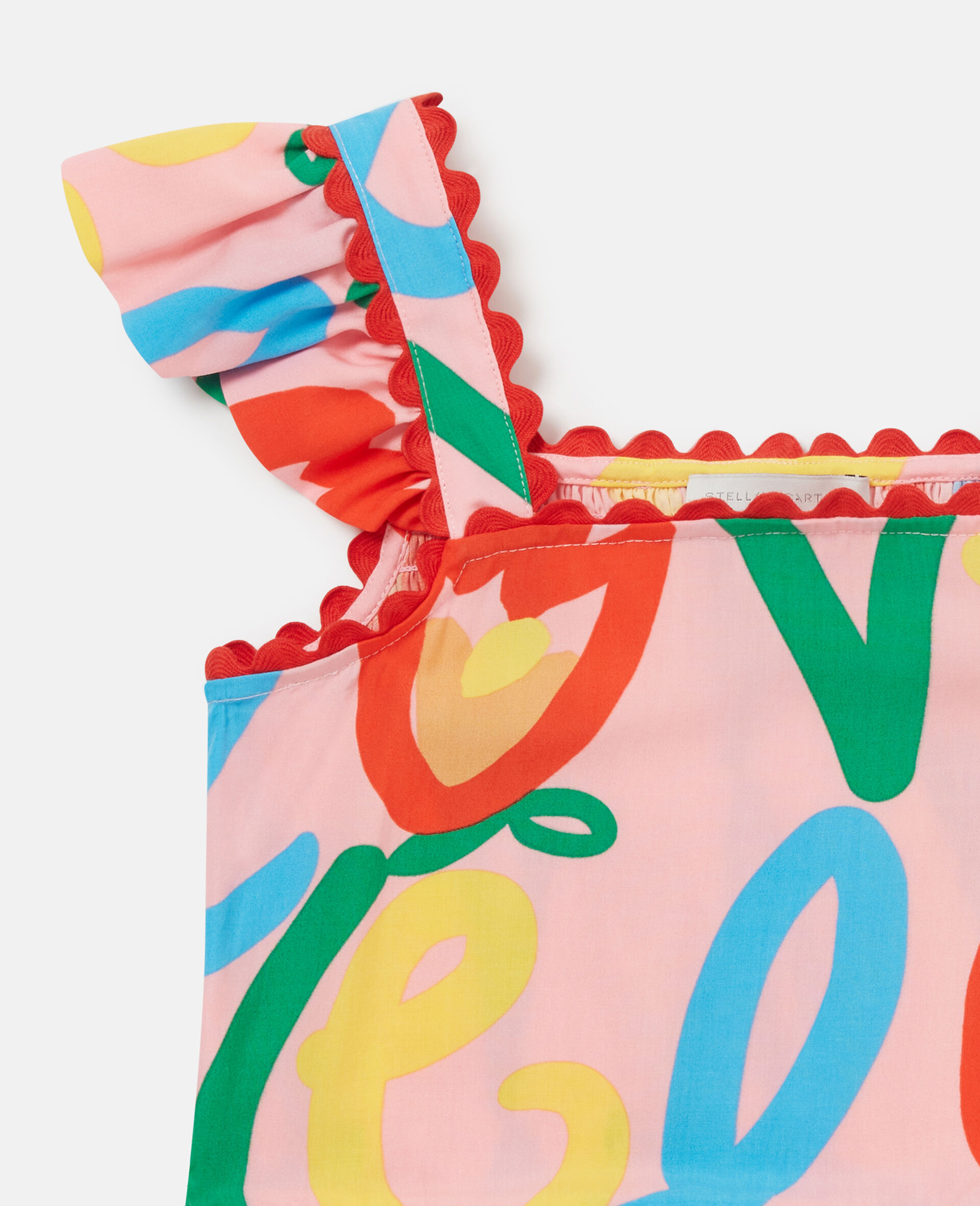 荷叶边衣袖图案上衣 -粉色-medium