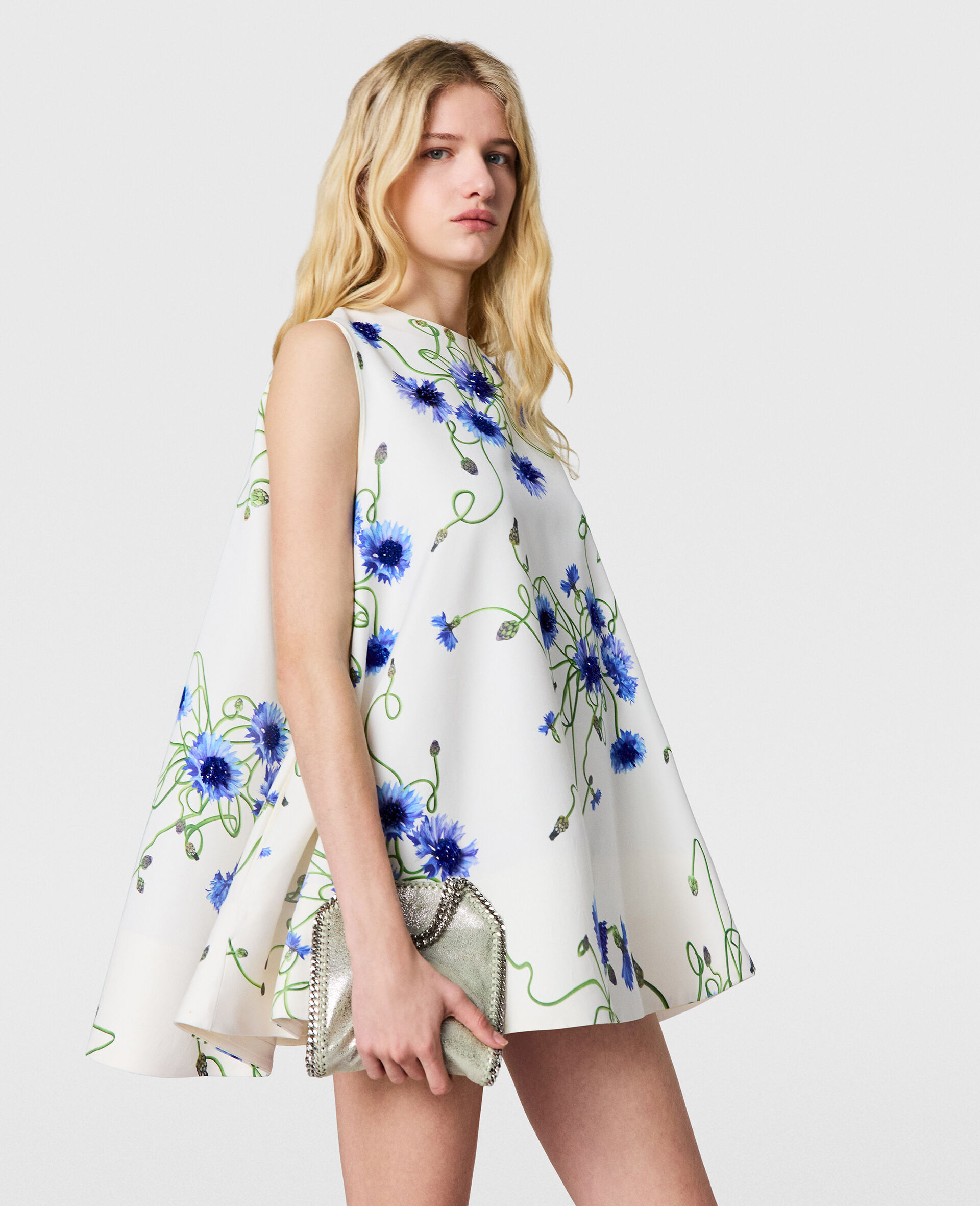 Cornflower Embroidered A-Line Dress-White-medium