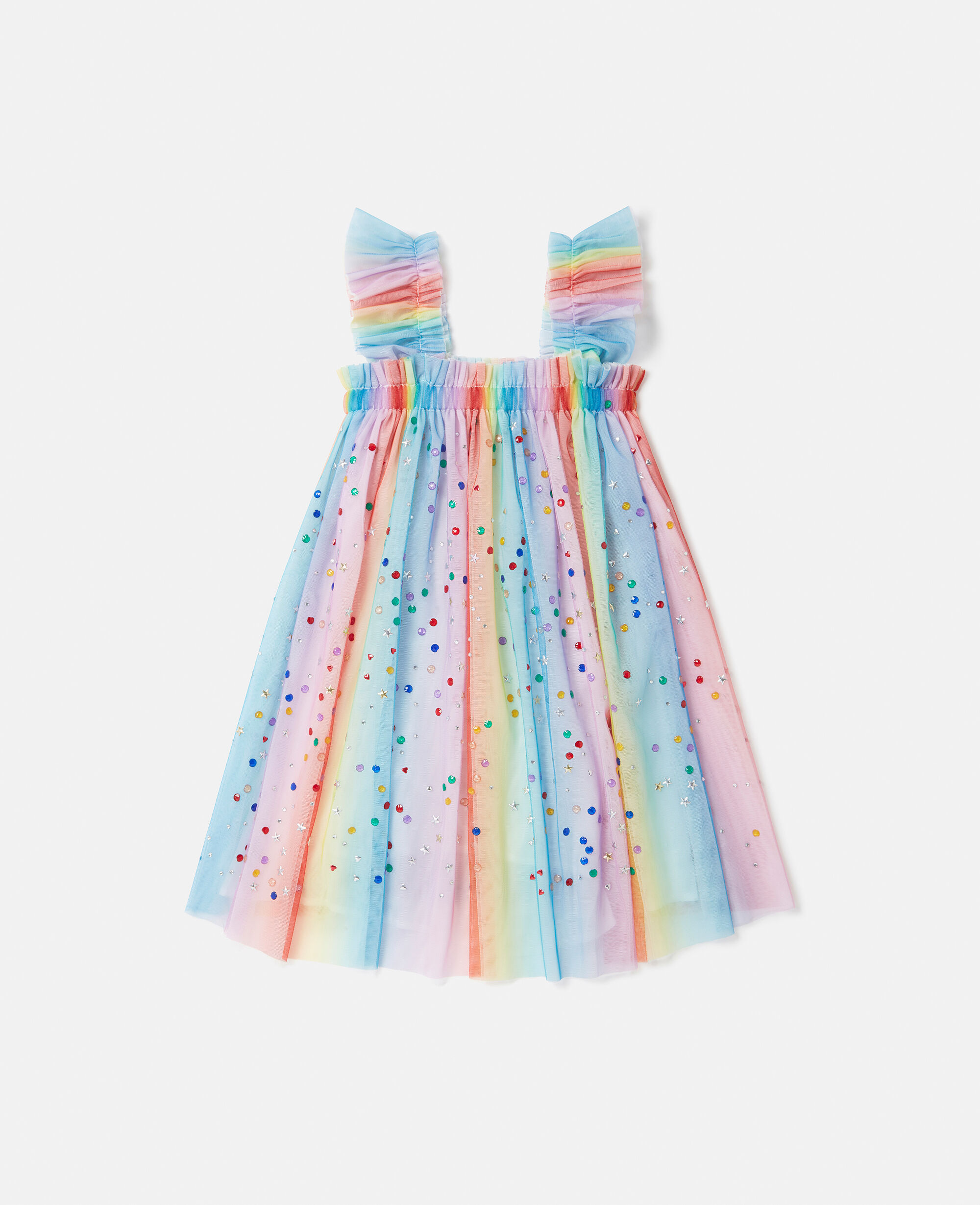 Rainbow tulle dress womens top