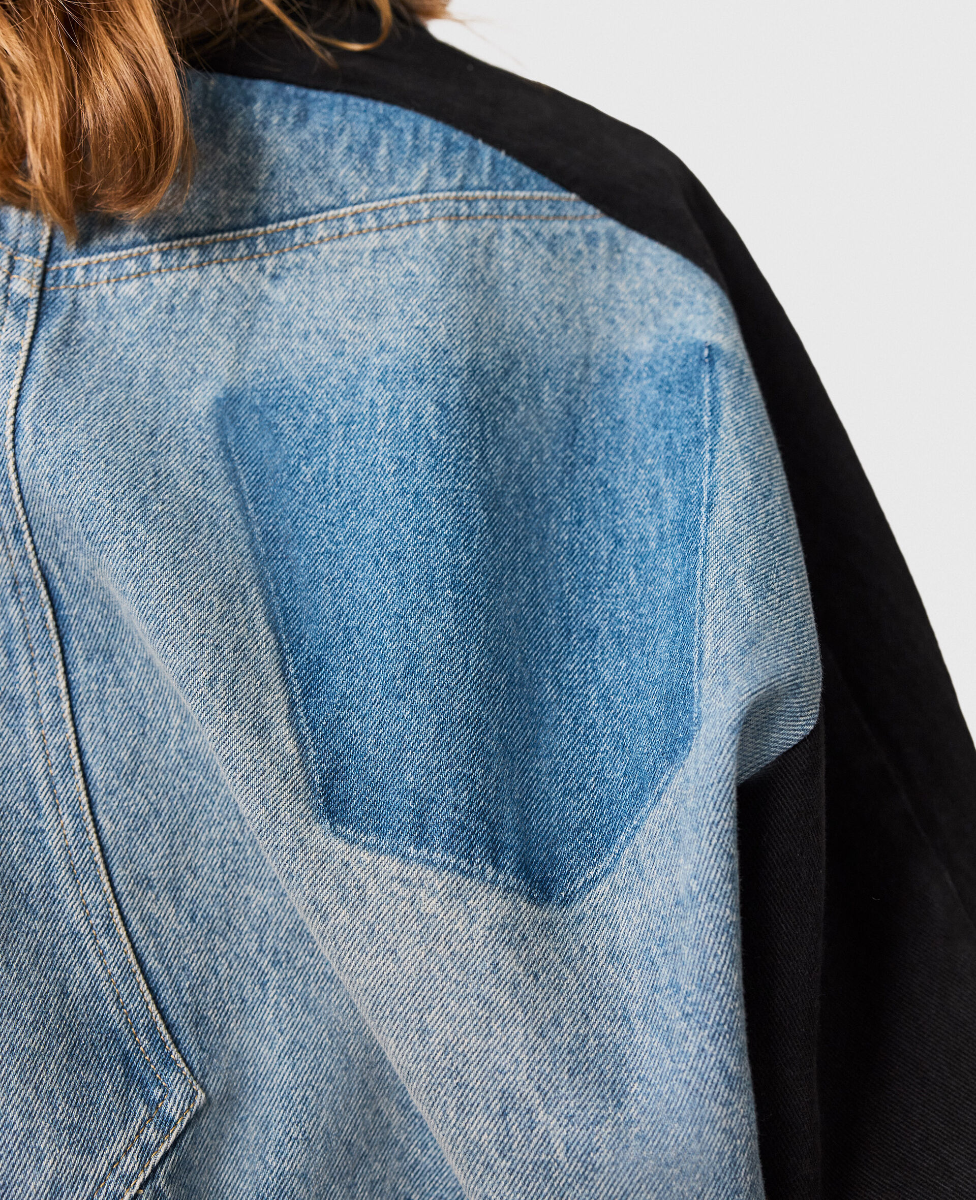 Patchwork Denim Jacket-Blue-large image number 5