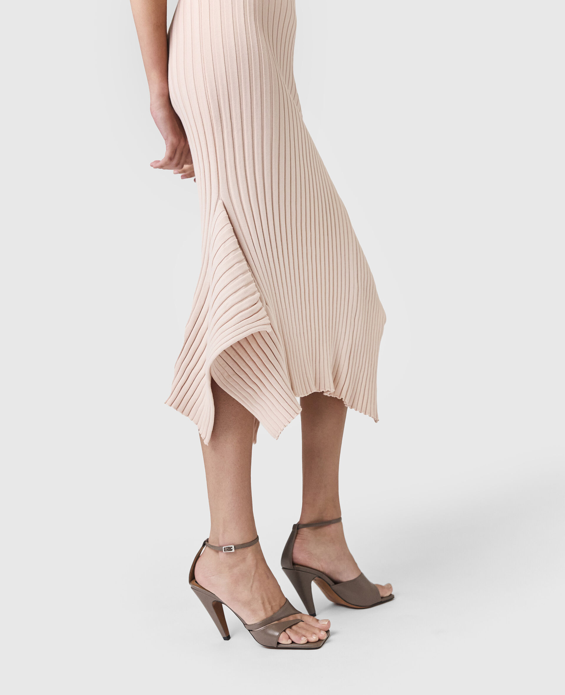 Maxikleid aus Strick mit Kick Flare Saum-Rose-large image number 4