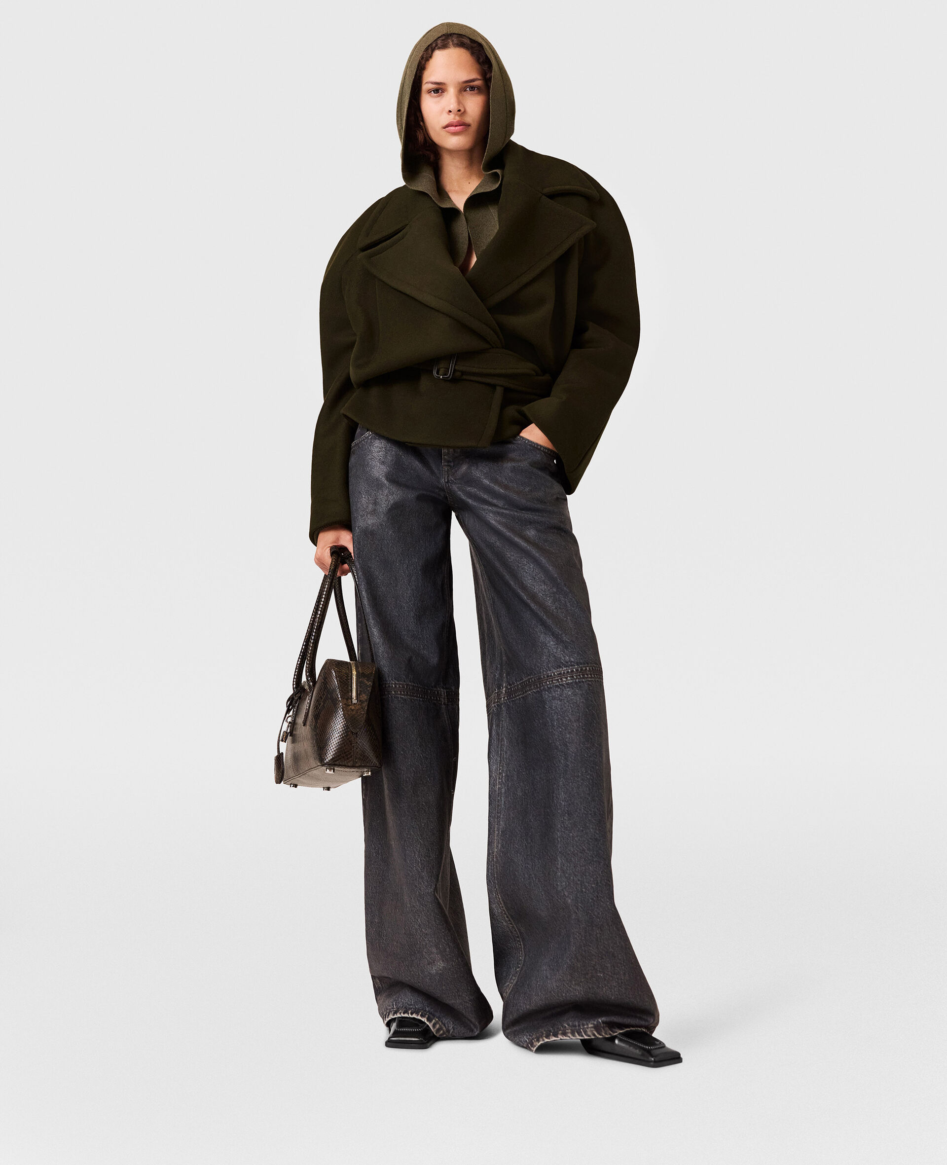 Veste trench ceinturee courte-Vert-large image number 5