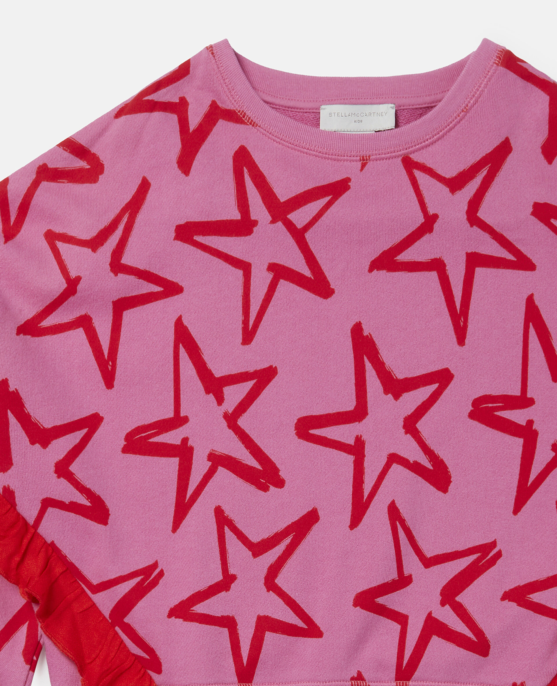 Star Print Frilled Fleece Sweatshirt-Pink-large image number 1