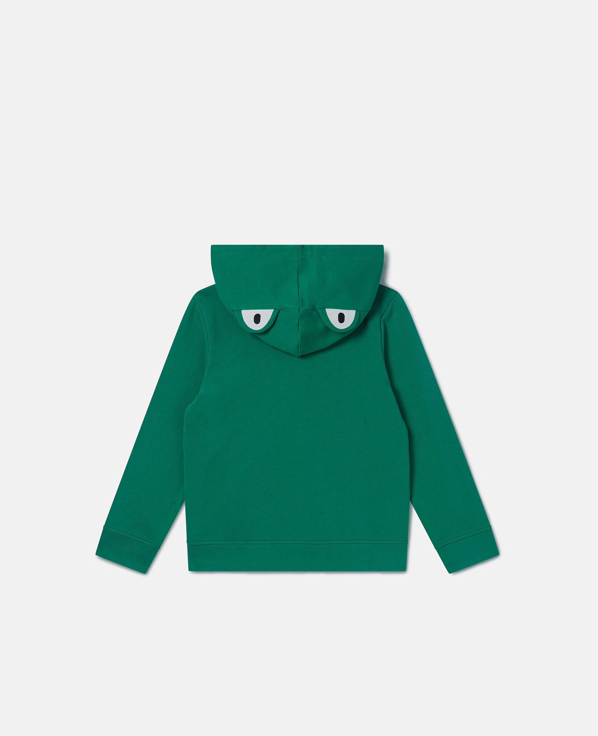Frog Graphic Hooded Zip Sweatshirt-Green-large Frog Graphic Hooded Zip Sweatshirt-Green-large image number 2