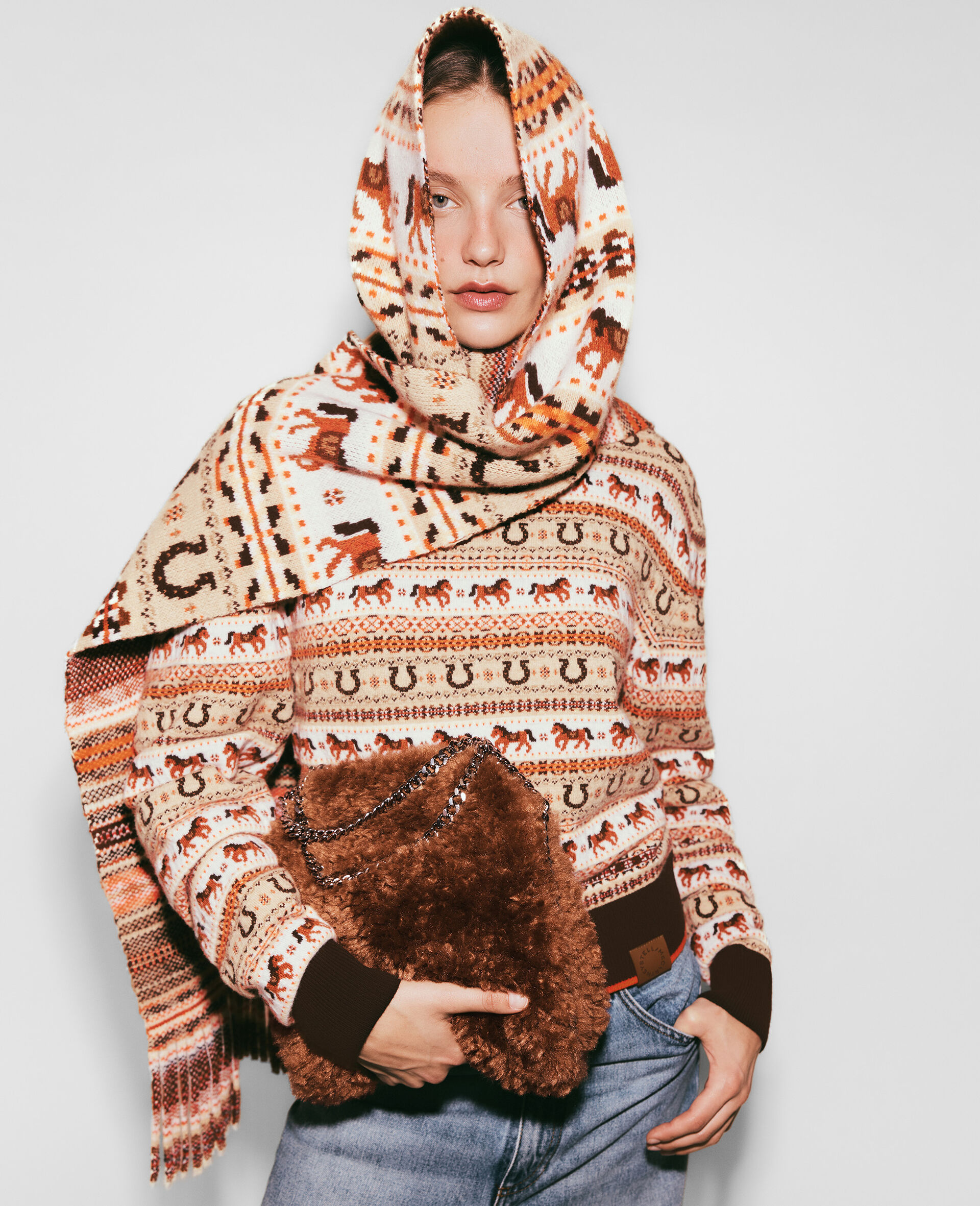 Fair Isle Wool Scarf-Multicolour-large image number 4