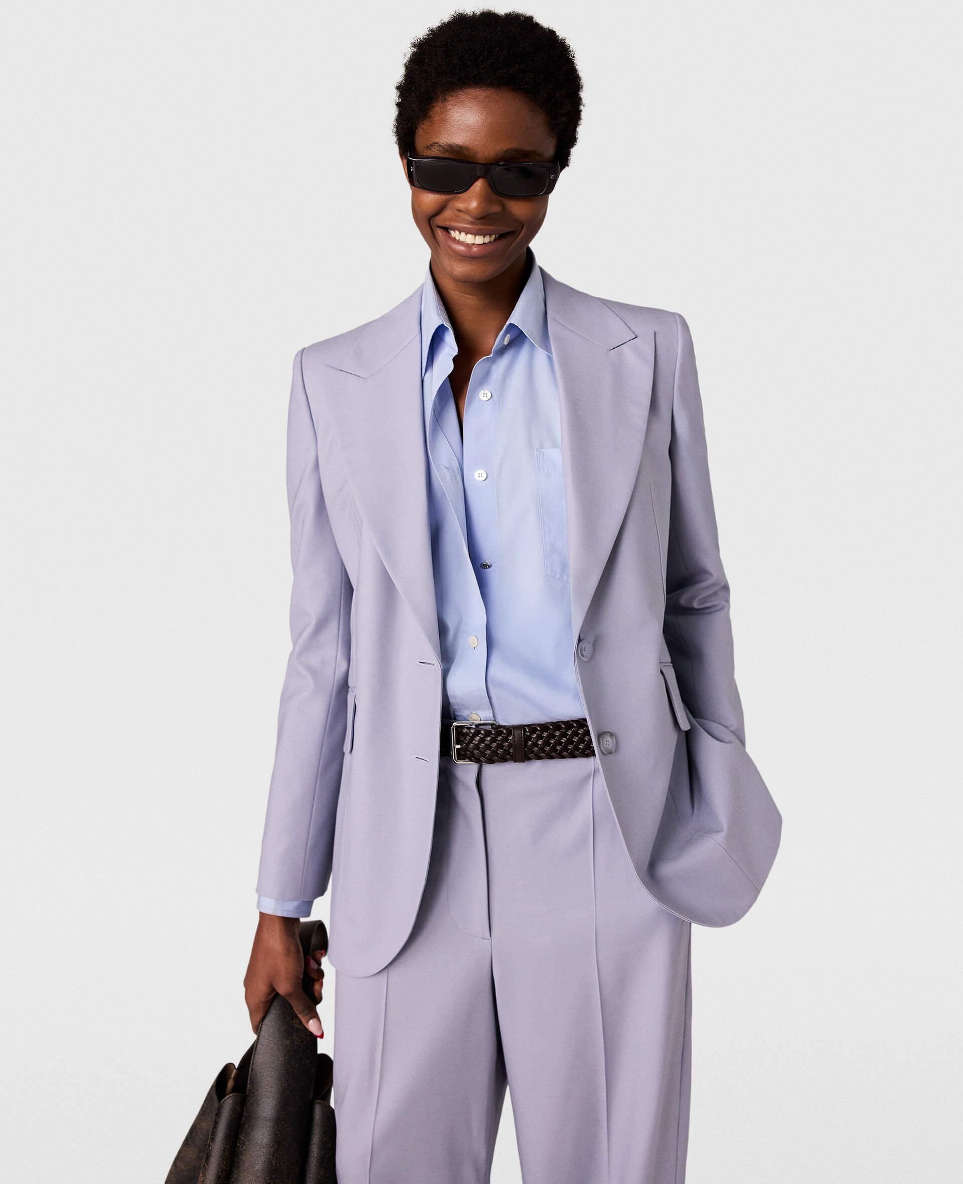 Women Cloudy blue Single Breasted Peak Lapel Blazer Stella McCartney AU Women Cloudy blue Single Breasted Peak Lapel Blazer Stella McCartney AU