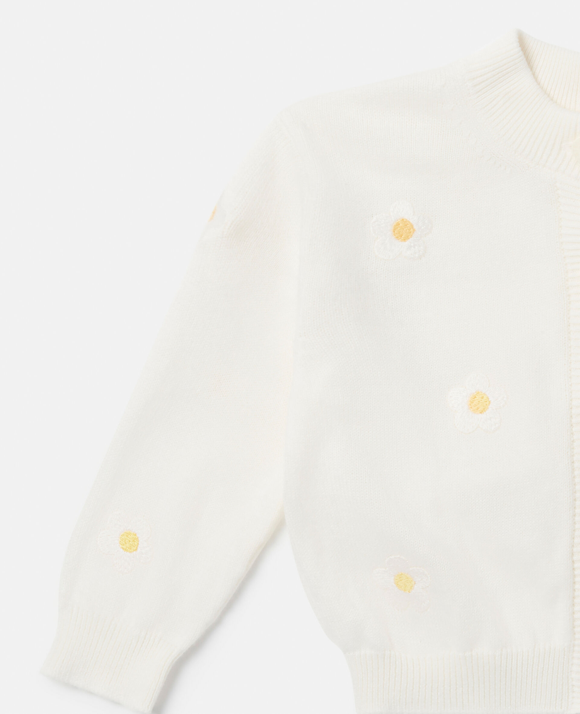 Daisy Embroidery Cardigan-White-large image number 1