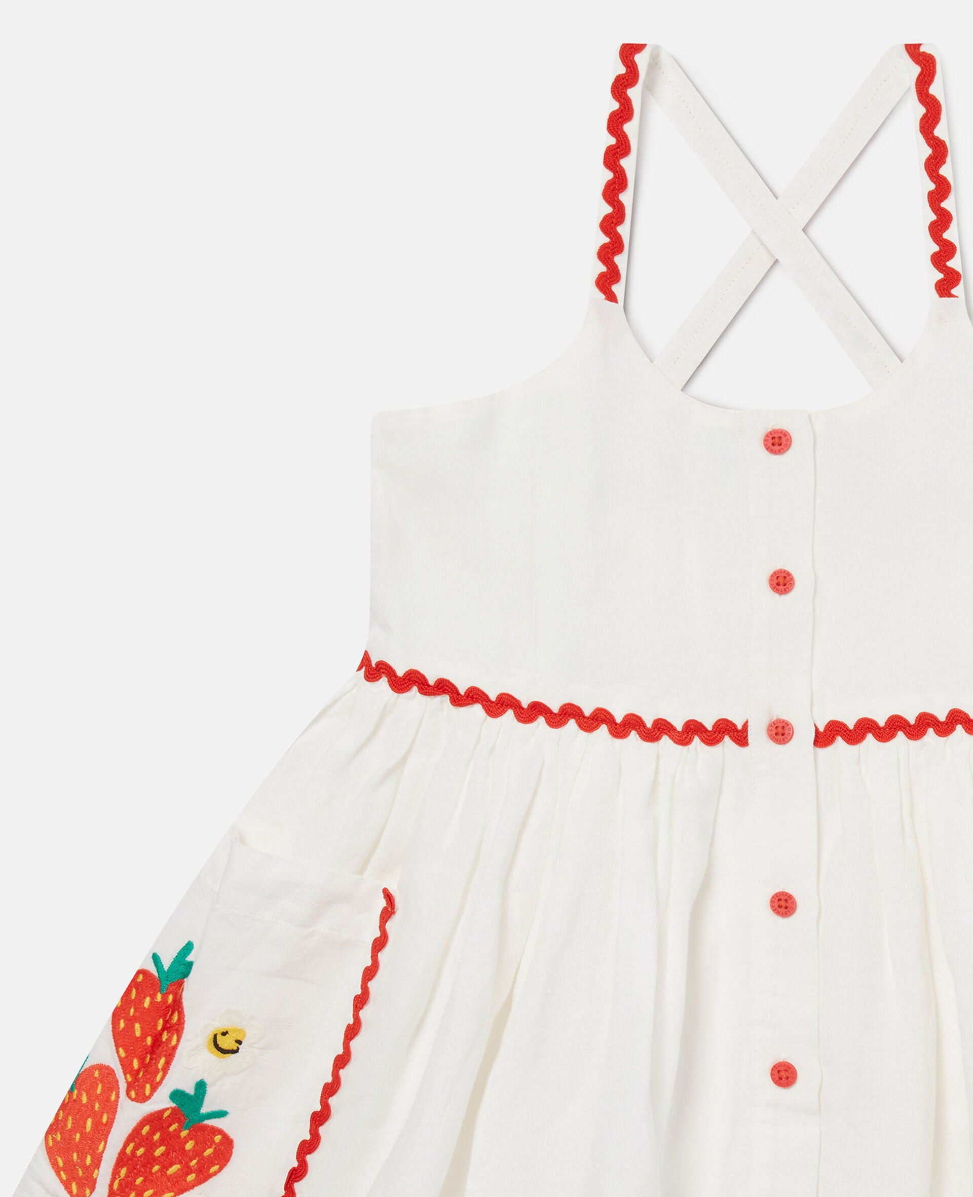 Strawberry Embroidered Sleeveless Dress-Cream-large Strawberry Embroidered Sleeveless Dress-Cream-large image number 1