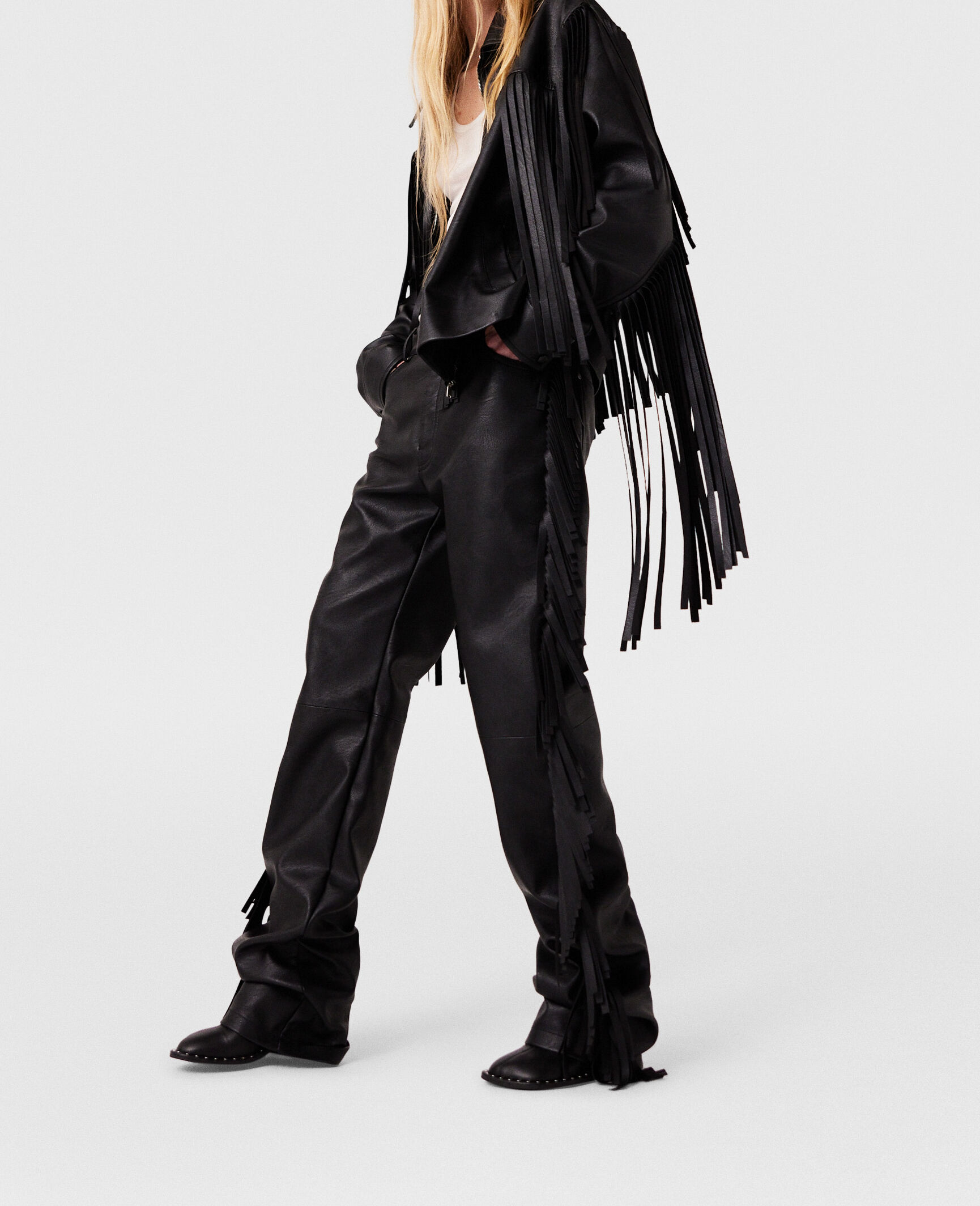 パンツ Stella Mccartney Pants In Alter Mat Women Midnight black Fringe Alter Mat Trousers | Stella