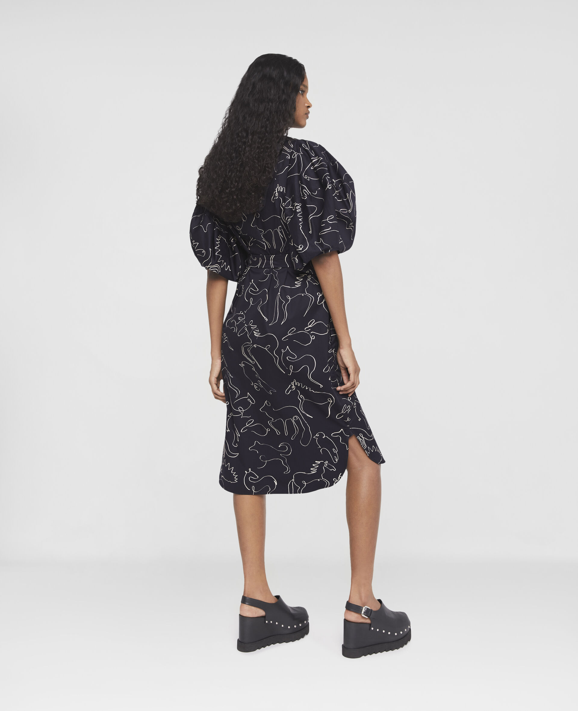 Rewild Doodle Print Puff Sleeve Dress-Blue-large image number 2