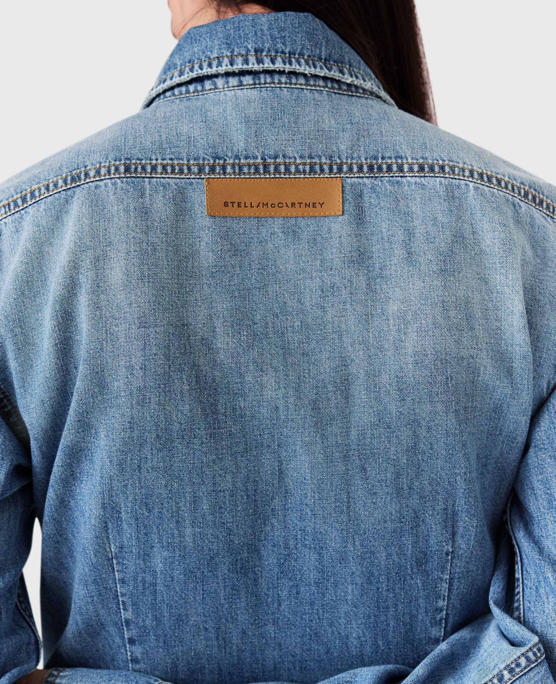 Vintage Wash Denim Shirt-Blue-large image number 5