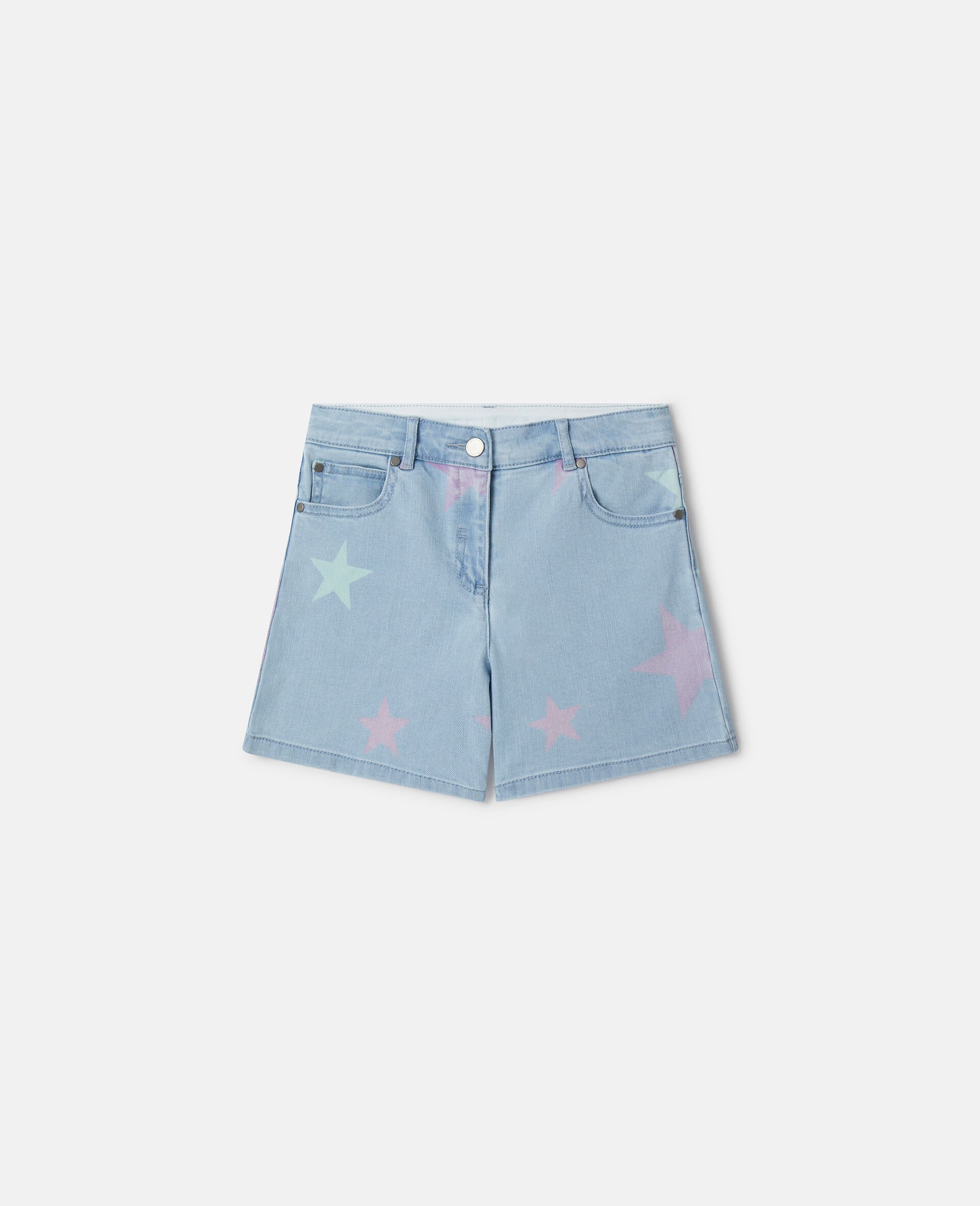 Stella Star Print Denim Shorts-Blue-large image number 0