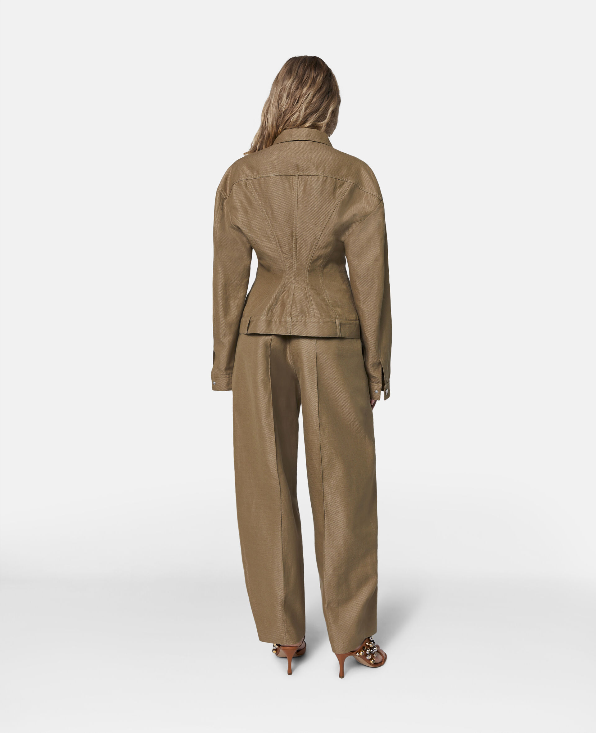 Pleated Balloon Leg Tailored Trousers-Brown-large image number 2