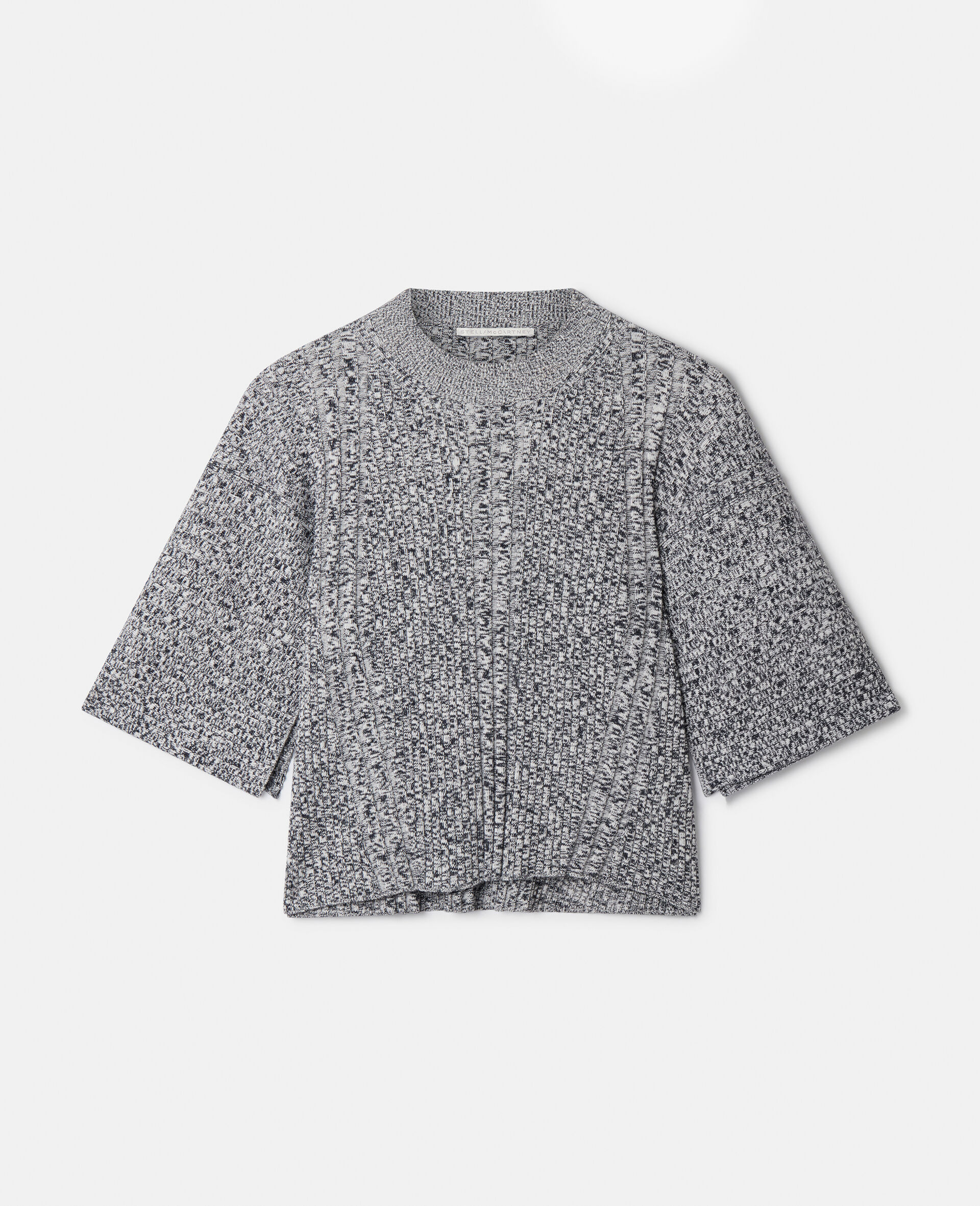Mouline Rib Knit Top-Grey-medium